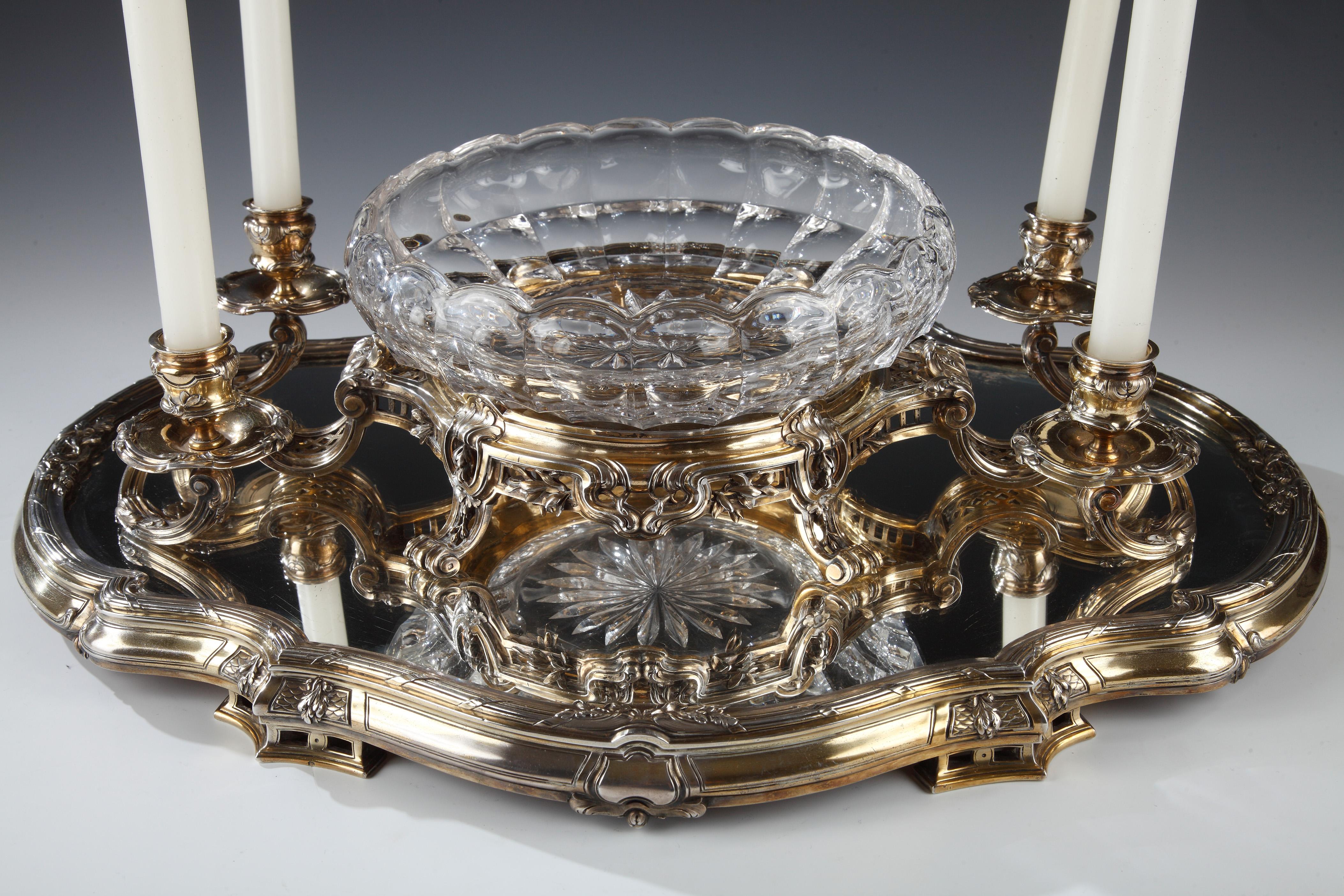 Incantevole centrotavola in argento dorato di Boin-Taburet, Francia, circa 1880 In condizioni buone in vendita a PARIS, FR