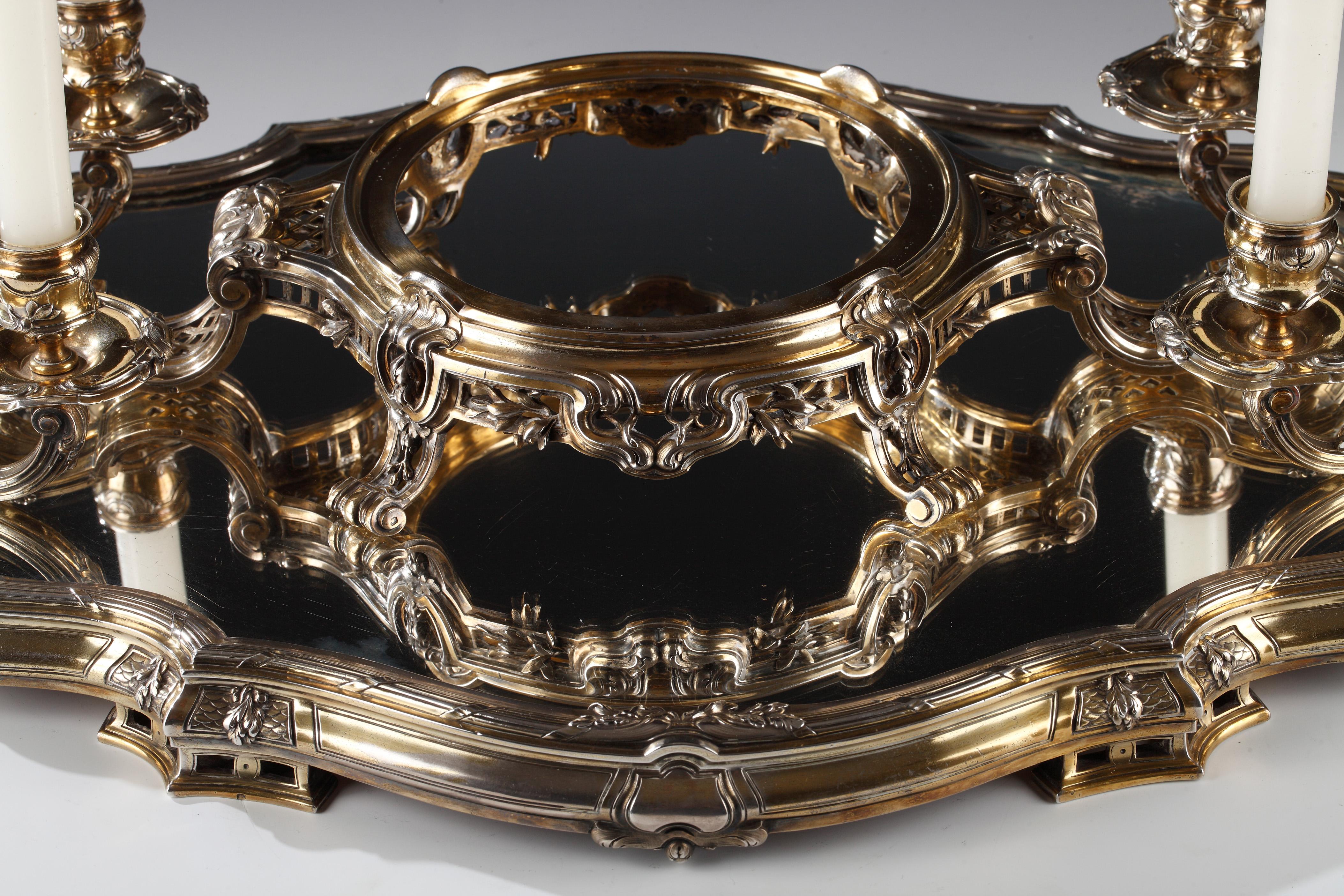 Vermeil Incantevole centrotavola in argento dorato di Boin-Taburet, Francia, circa 1880 in vendita