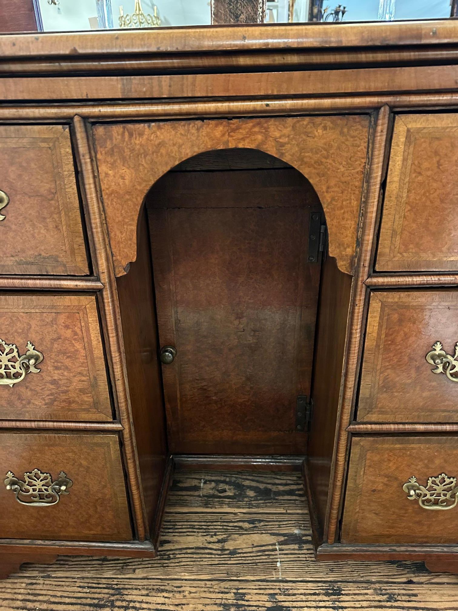 Charming Small Antique Knee Hole Desk with Slide & Secret Cubbies In Good Condition For Sale In Hopewell, NJ