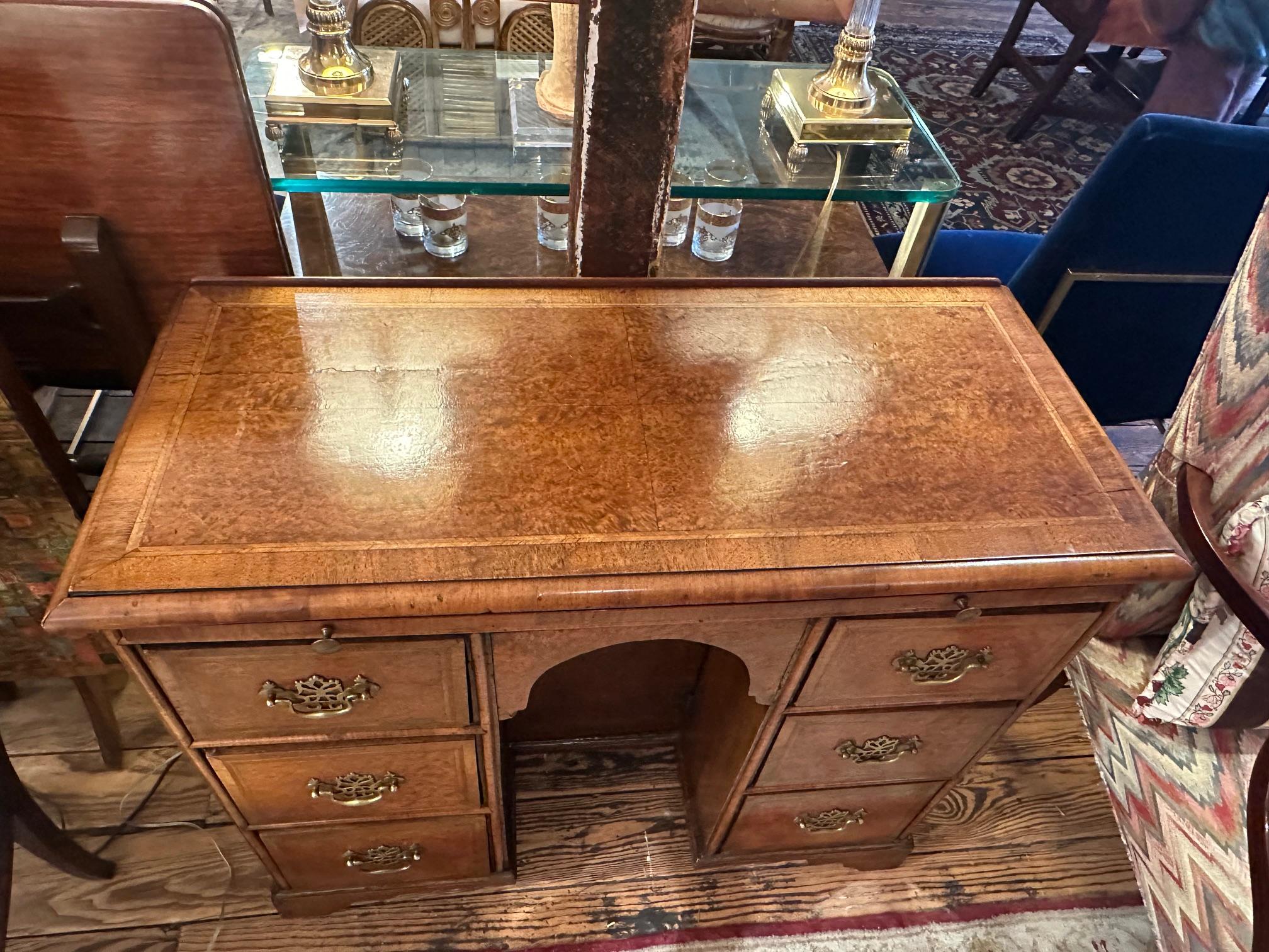 Charming Small Antique Knee Hole Desk with Slide & Secret Cubbies For Sale 1