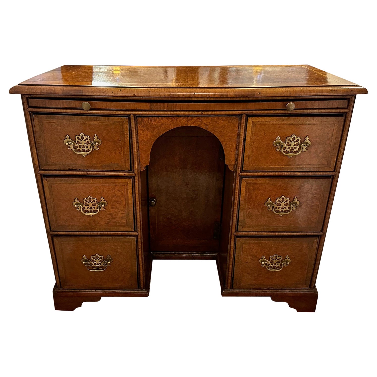Charming Small Antique Knee Hole Desk with Slide & Secret Cubbies For Sale