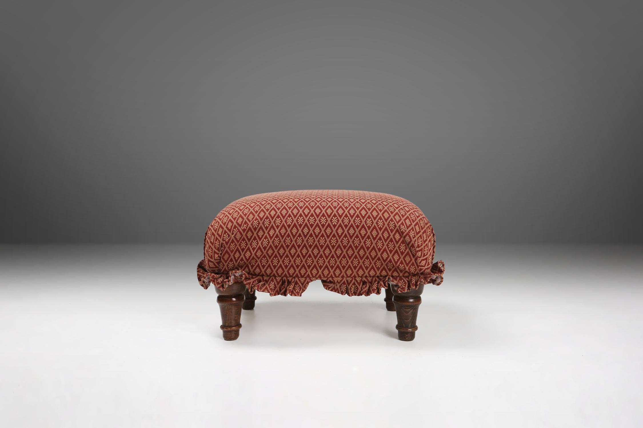 Charming small Art Deco footstool with attractive original upholstery, France, 1 For Sale 5