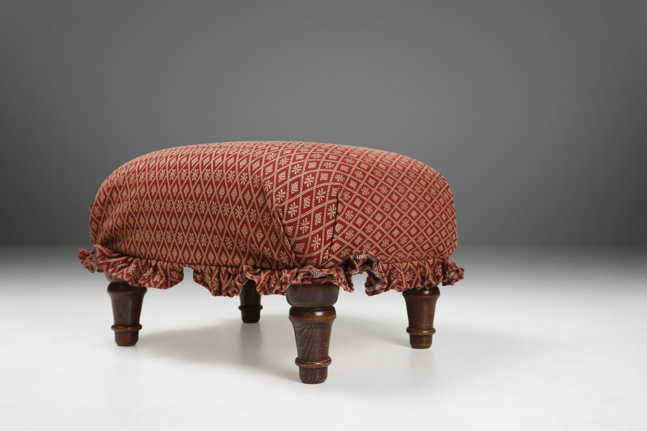 French Charming small Art Deco footstool with attractive original upholstery, France, 1 For Sale