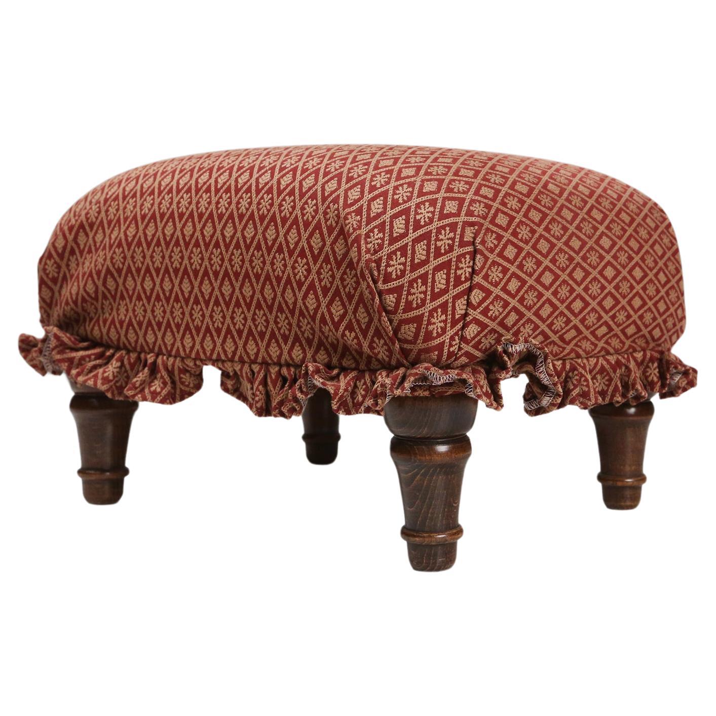 Charming small Art Deco footstool with attractive original upholstery, France, 1 For Sale