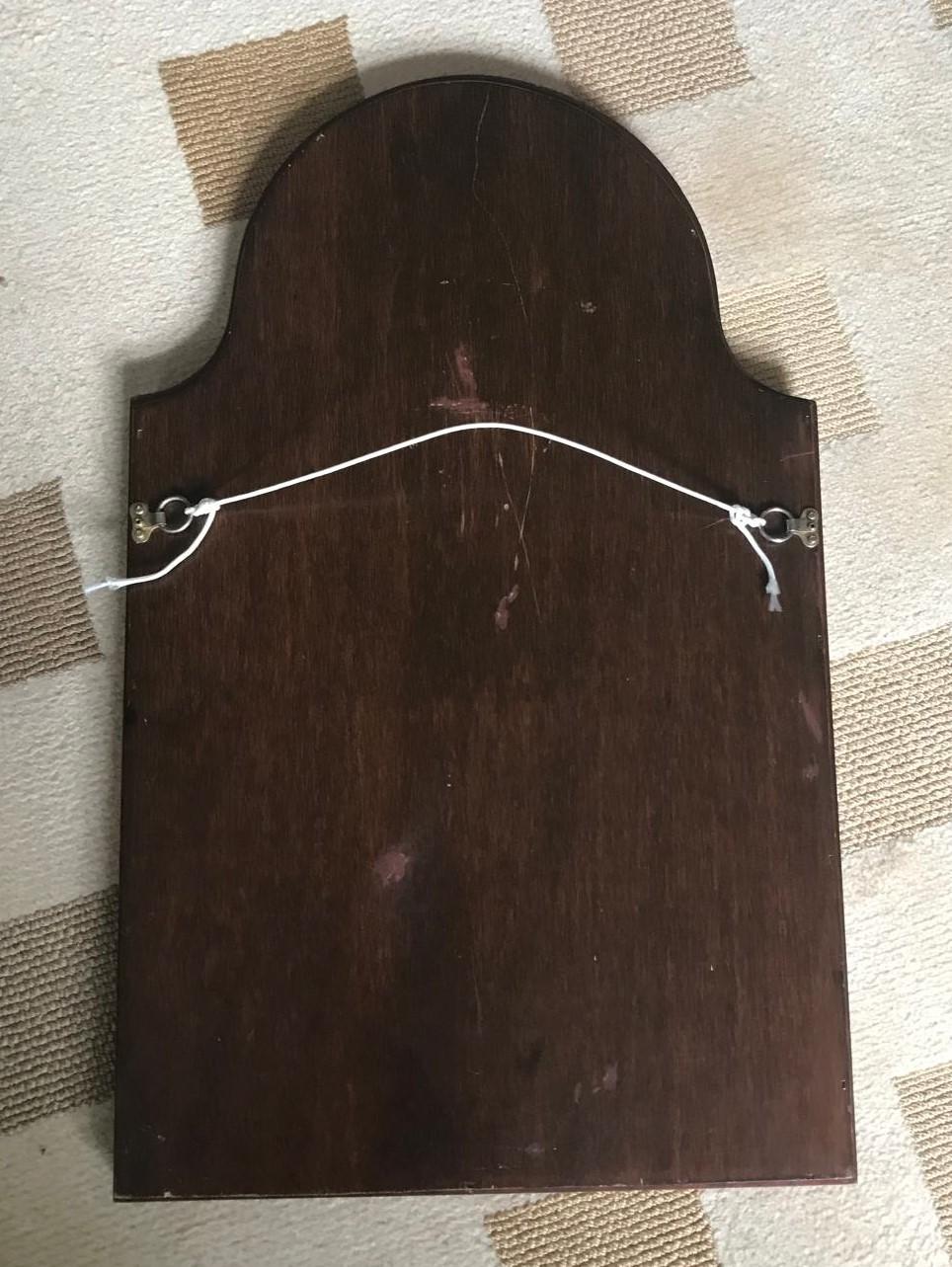 British Charming small Edwardian Mahogany framed Arch Top bevelled Mirror