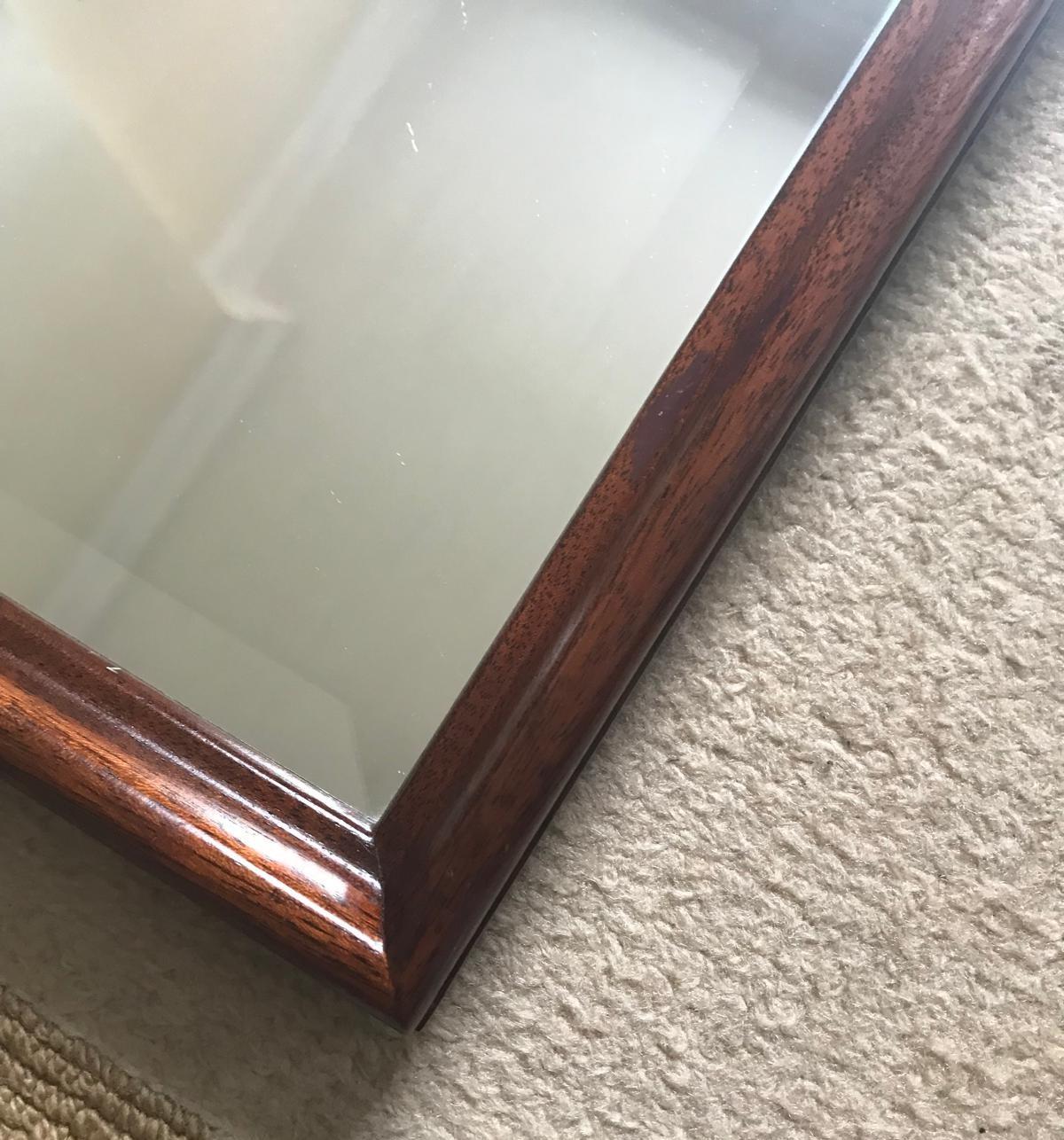 Charming small Edwardian Mahogany framed Arch Top bevelled Mirror 1