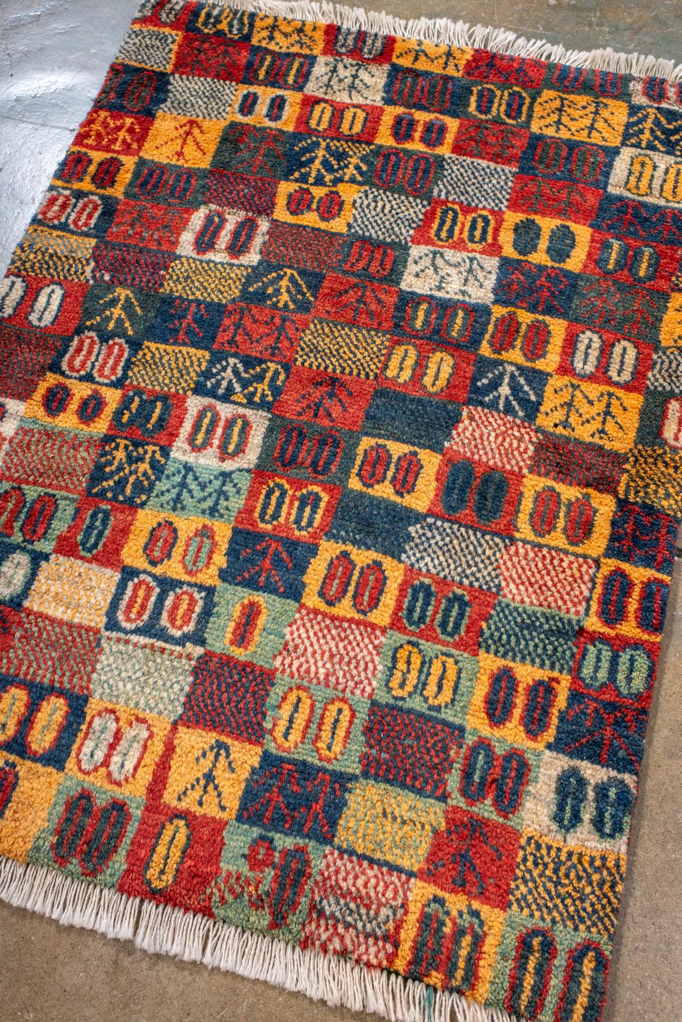 Persian Charming Small-Scale Gabbeh Rug with Tree of Life Motifs For Sale