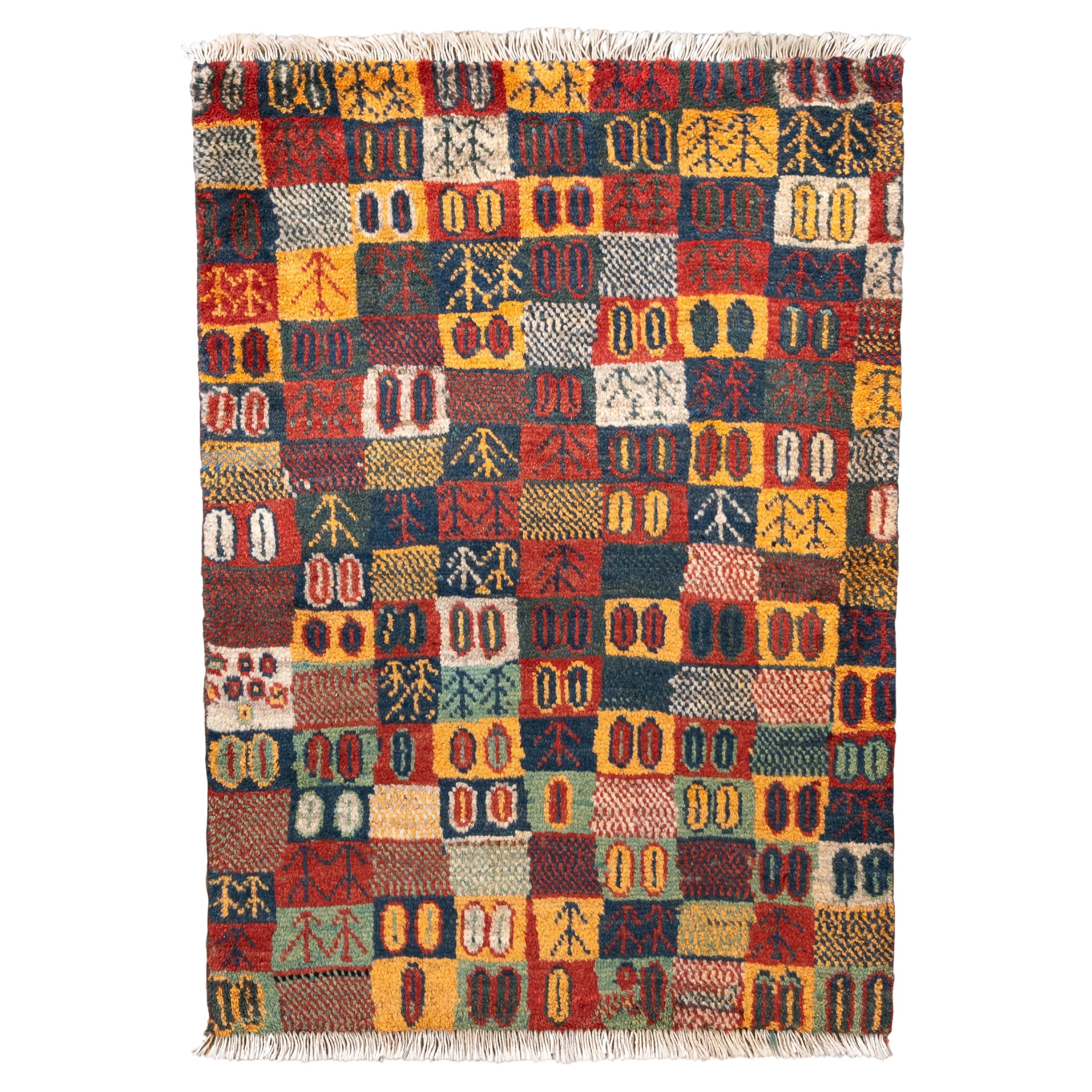 Charming Small-Scale Gabbeh Rug with Tree of Life Motifs For Sale