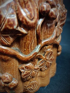 Charming Small Terra Cotta Flower Pot with Vineyard Design - 2Y157