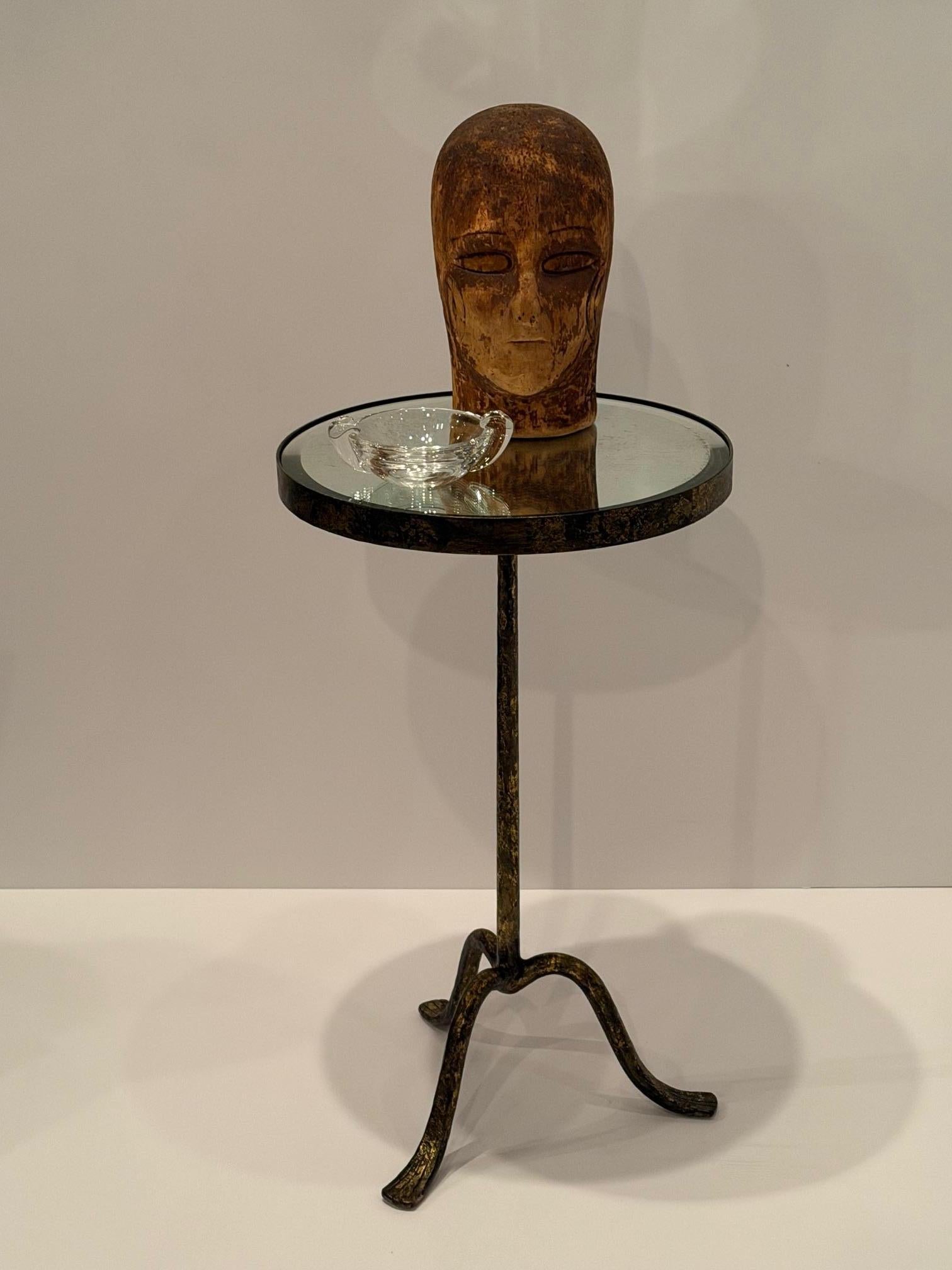 Charming Spanish Round Gilded Iron & Mirrored Martini Table For Sale 6