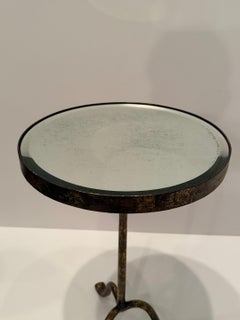 Charming Spanish Round Gilded Iron & Mirrored Martini Table