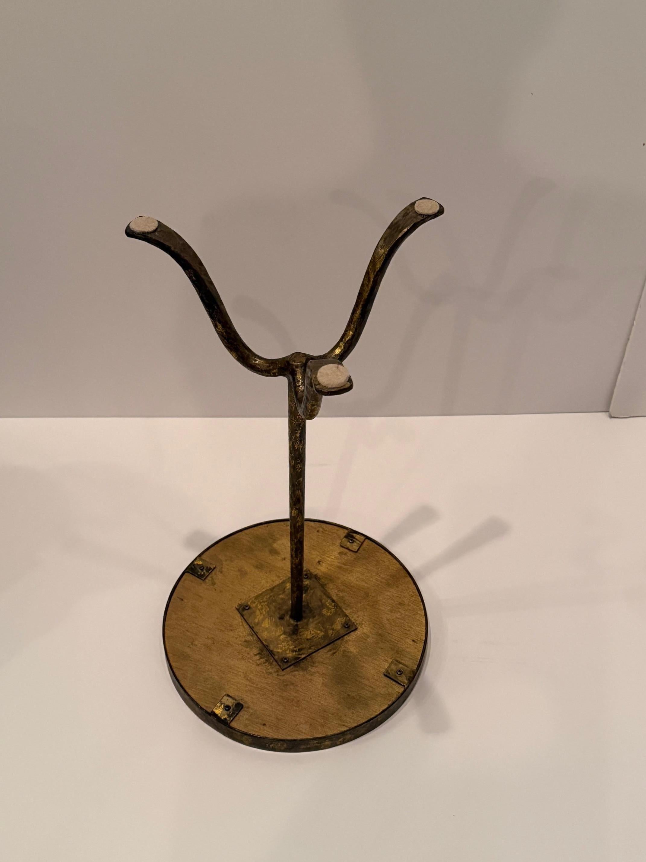 Charming Spanish Round Gilded Iron & Mirrored Martini Table For Sale 2