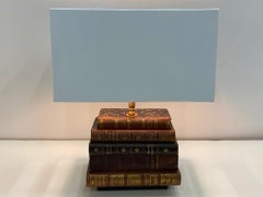 Charming Stacked Leather Books Table Lamp