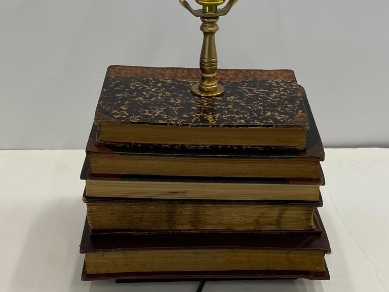 Charming Stacked Leather Books Table Lamp For Sale at 1stDibs | stacked ...