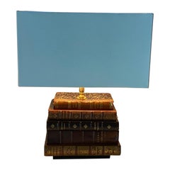 Charming Stacked Leather Books Table Lamp