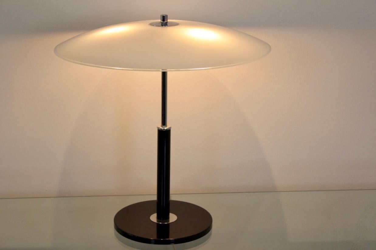 Swedish Charming Steel and Milky Glass Table Light by Ikea, 1970s For Sale