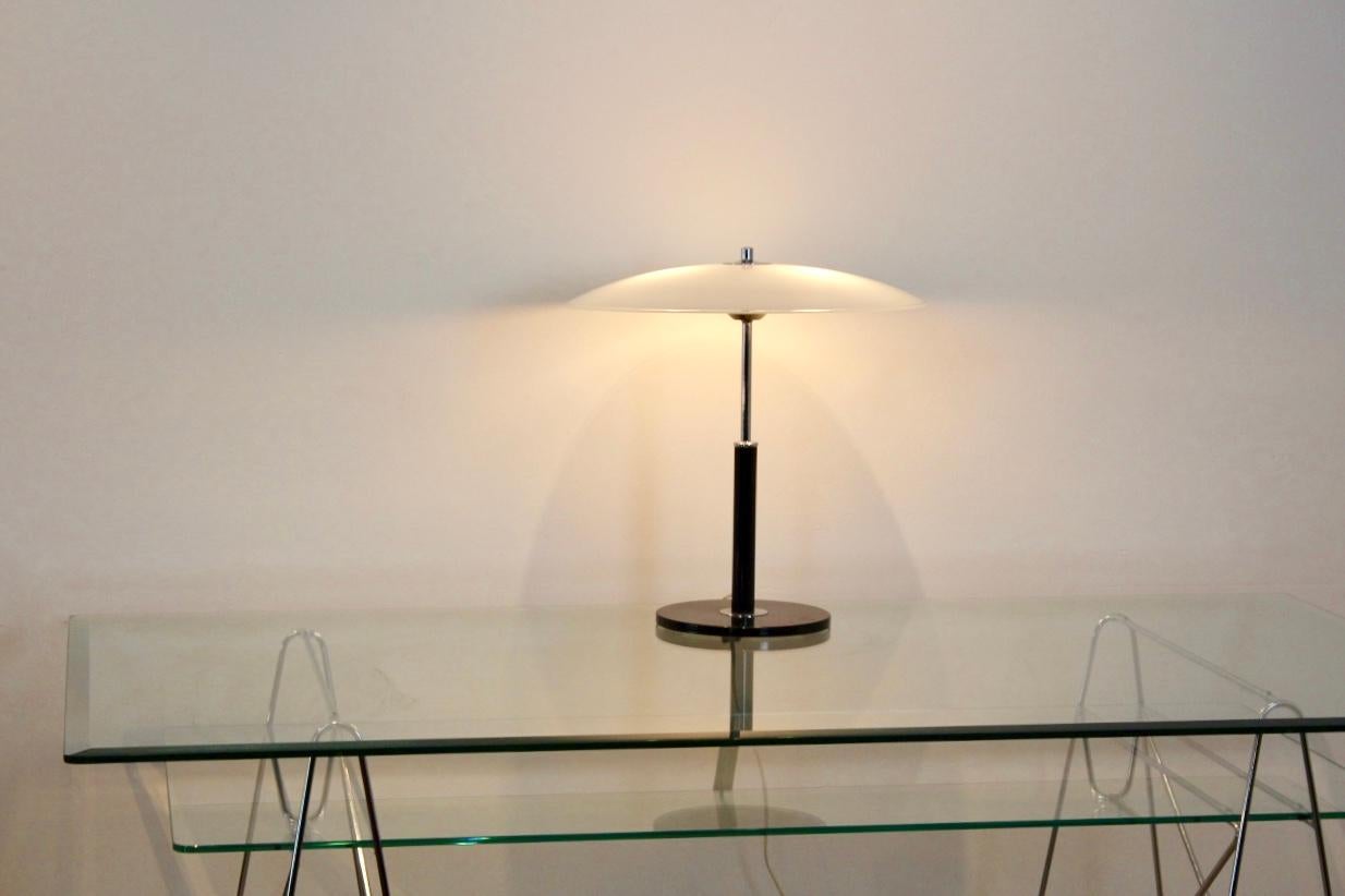 20th Century Charming Steel and Milky Glass Table Light by Ikea, 1970s For Sale