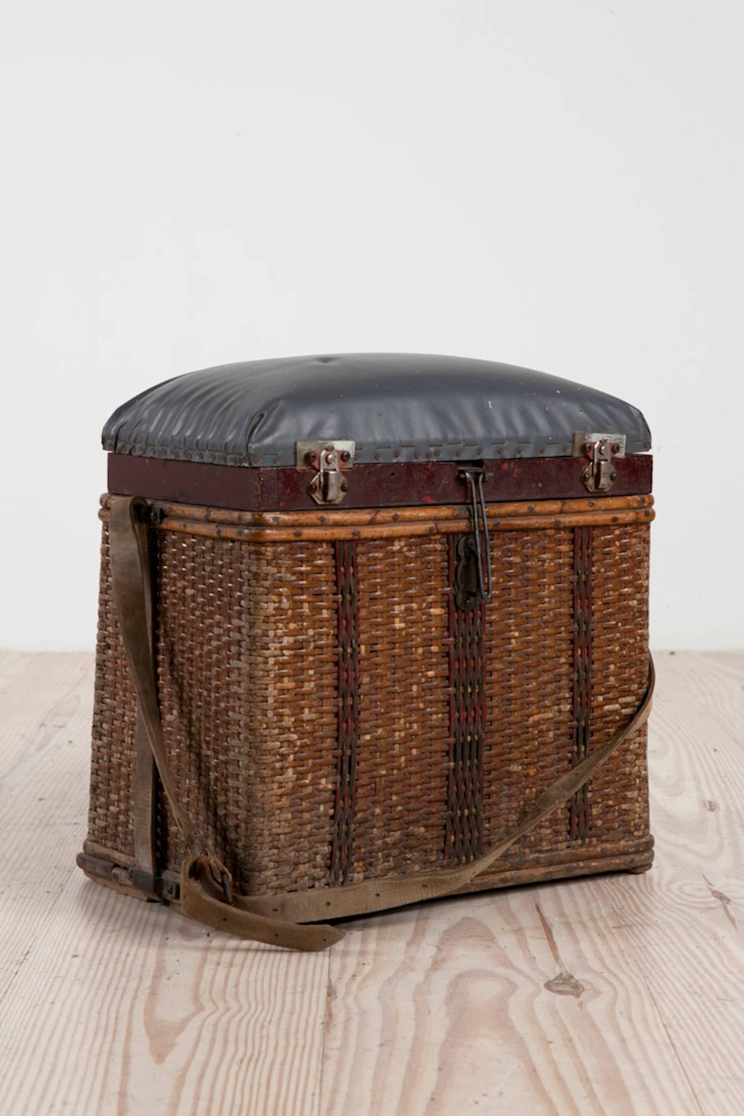 19th Century Charming Swedish Fishing Basket / Stool, Circa 1900