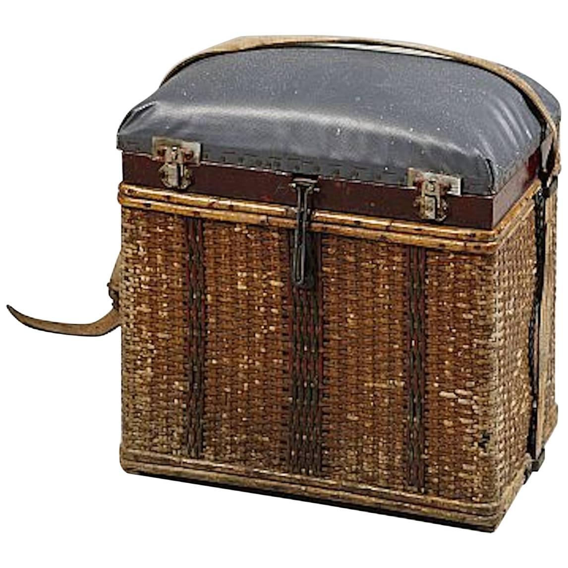 Charming Swedish Fishing Basket / Stool, Circa 1900
