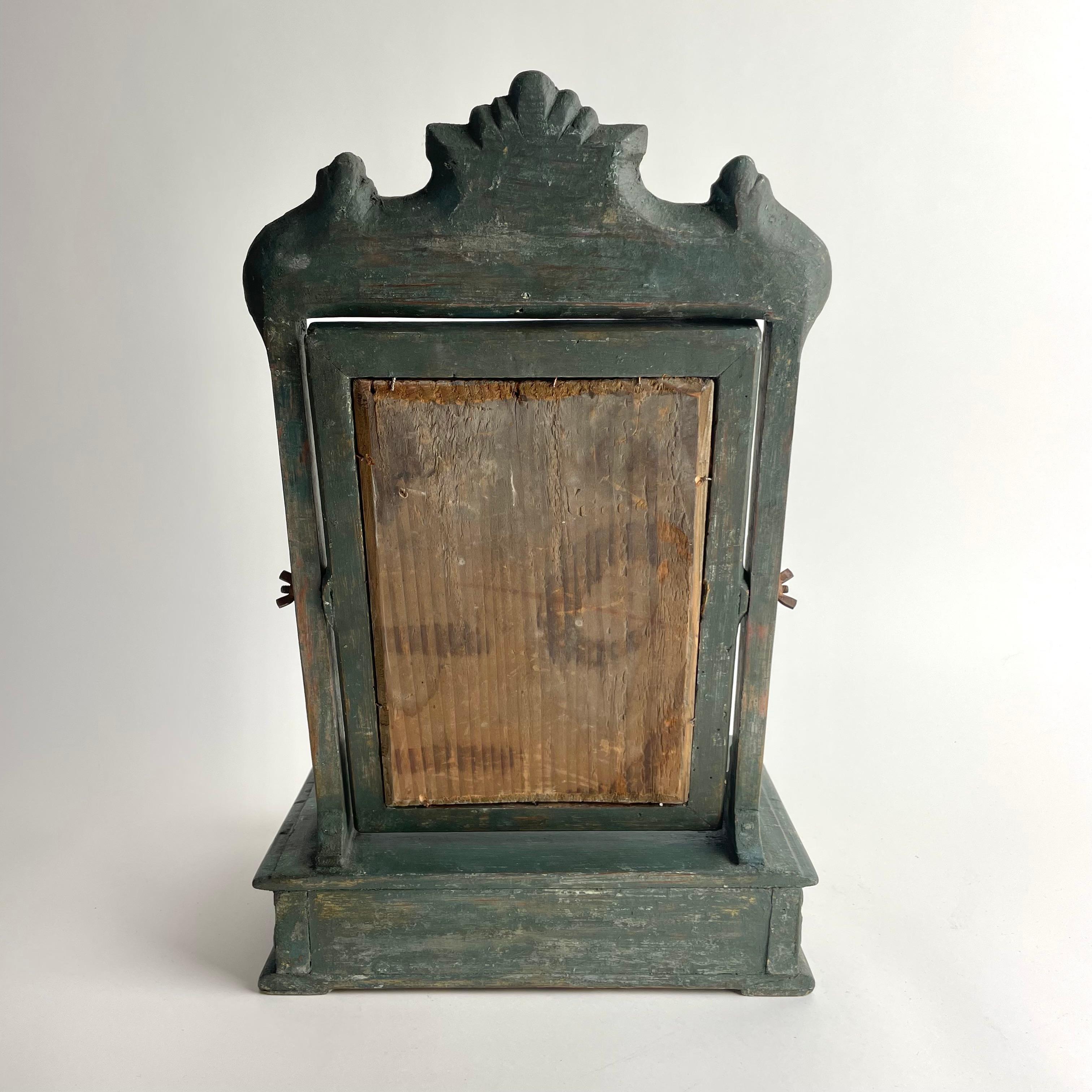 Charming Swedish Gustavian Shaving Mirror, Transition Style, 1770s For Sale 4