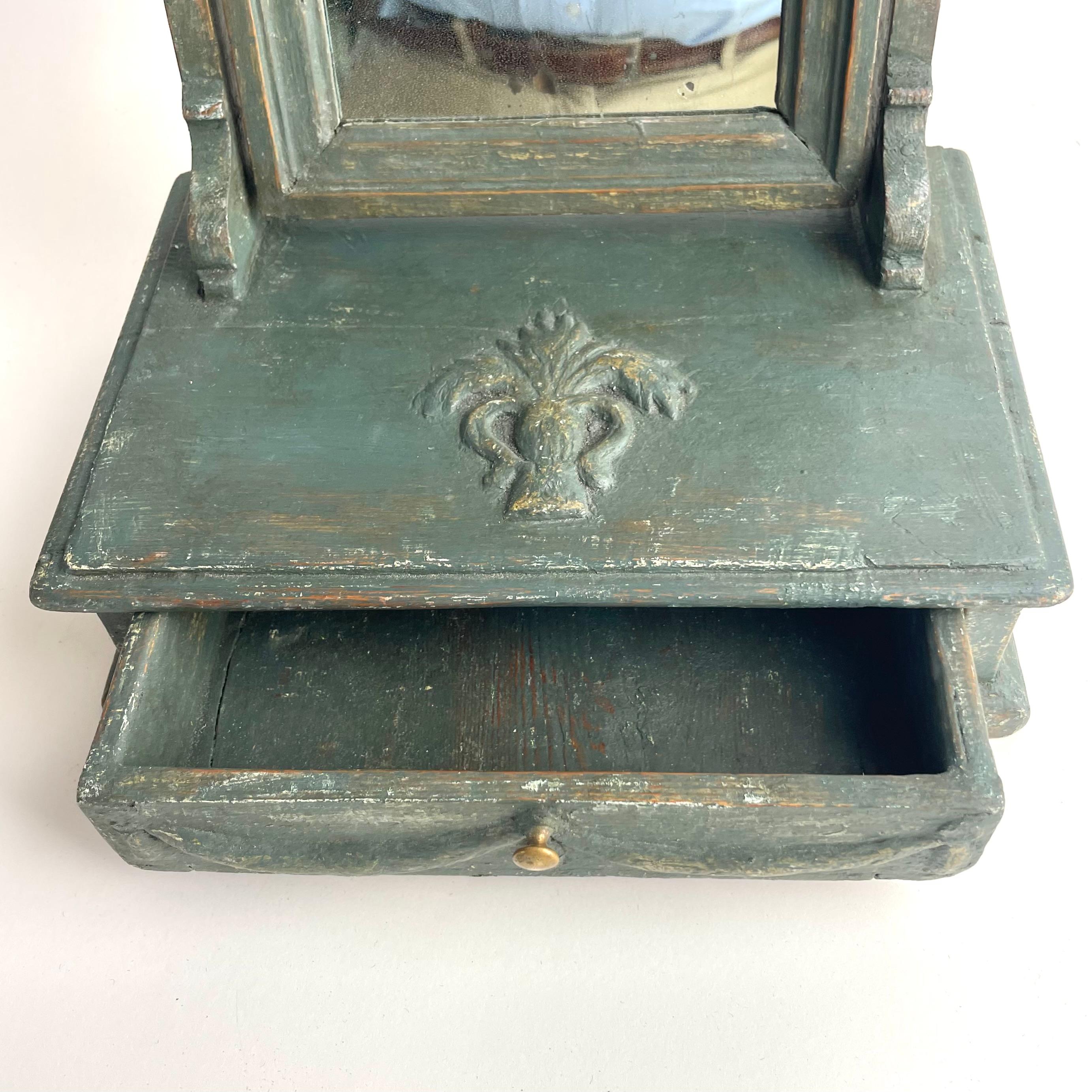 Charming Swedish Gustavian Shaving Mirror, Transition Style, 1770s For Sale 7