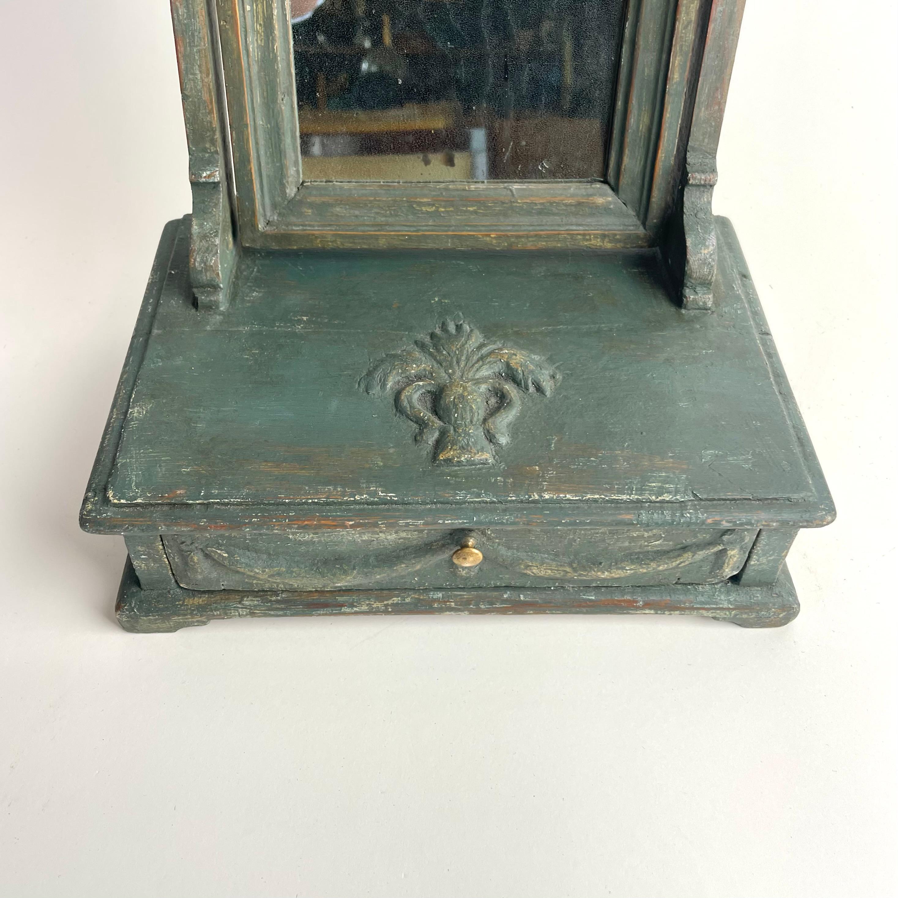 Late 18th Century Charming Swedish Gustavian Shaving Mirror, Transition Style, 1770s For Sale
