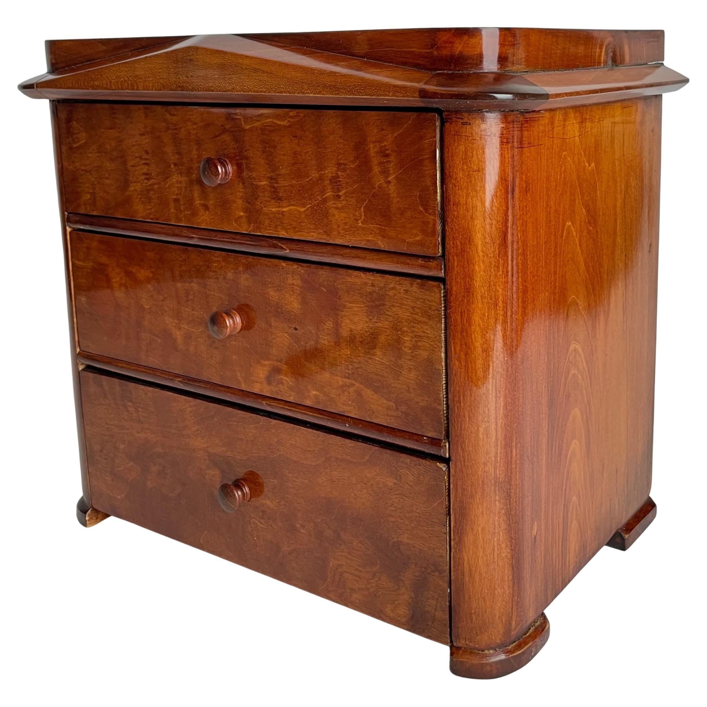 Charming Swedish miniature chest of drawers in birch in Karl Johan from 1820s