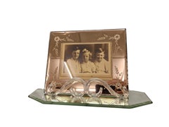 Charming table frame mirror, cut glass, Art Deco, 1930s, Italy