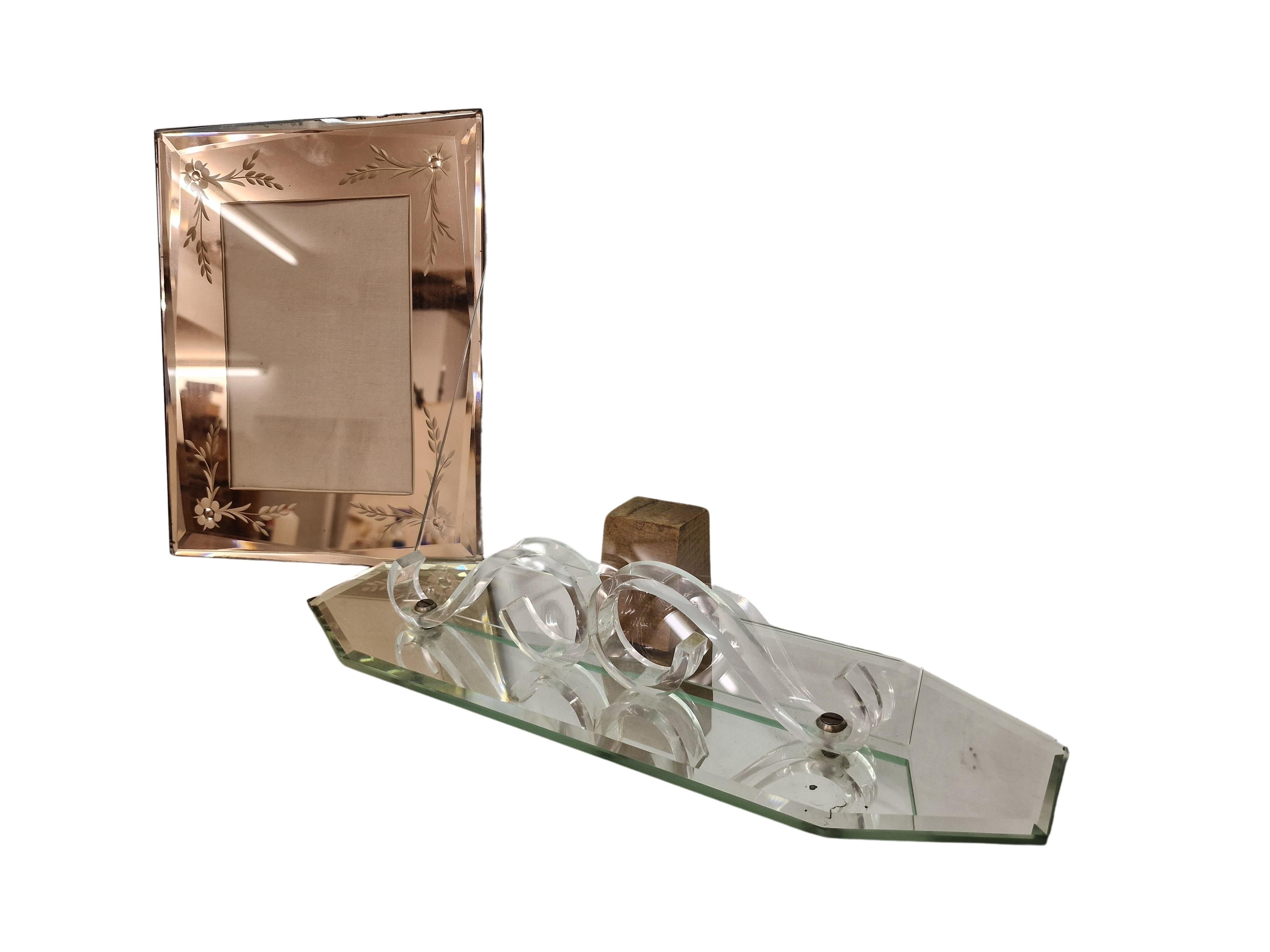 Charmanter Tischrahmenspiegel, geschliffenes Glas, Art Deco, 1930er Jahre, Italien (Italienisch) im Angebot