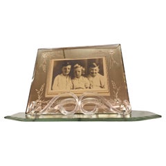 Charmant miroir de table en verre taillé, Art déco, années 1930, Italie