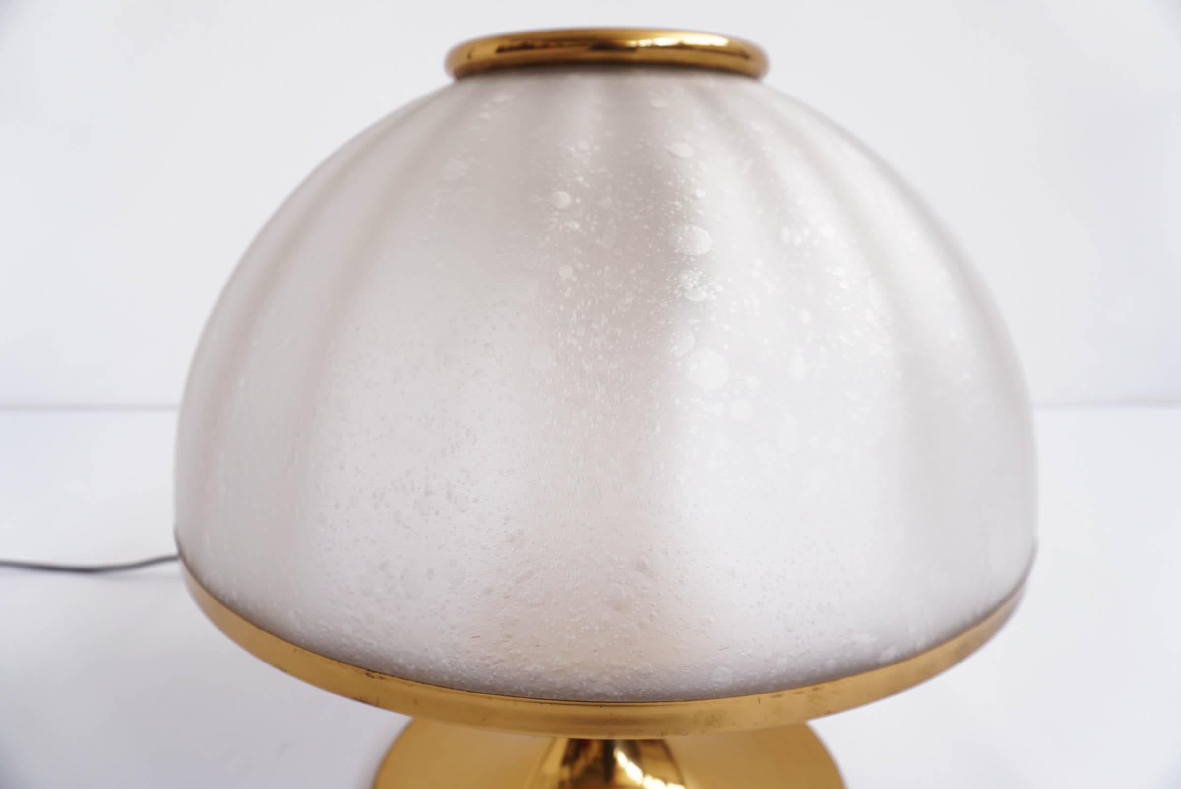 Italian Charming Table Lamp in Glass and Brass
