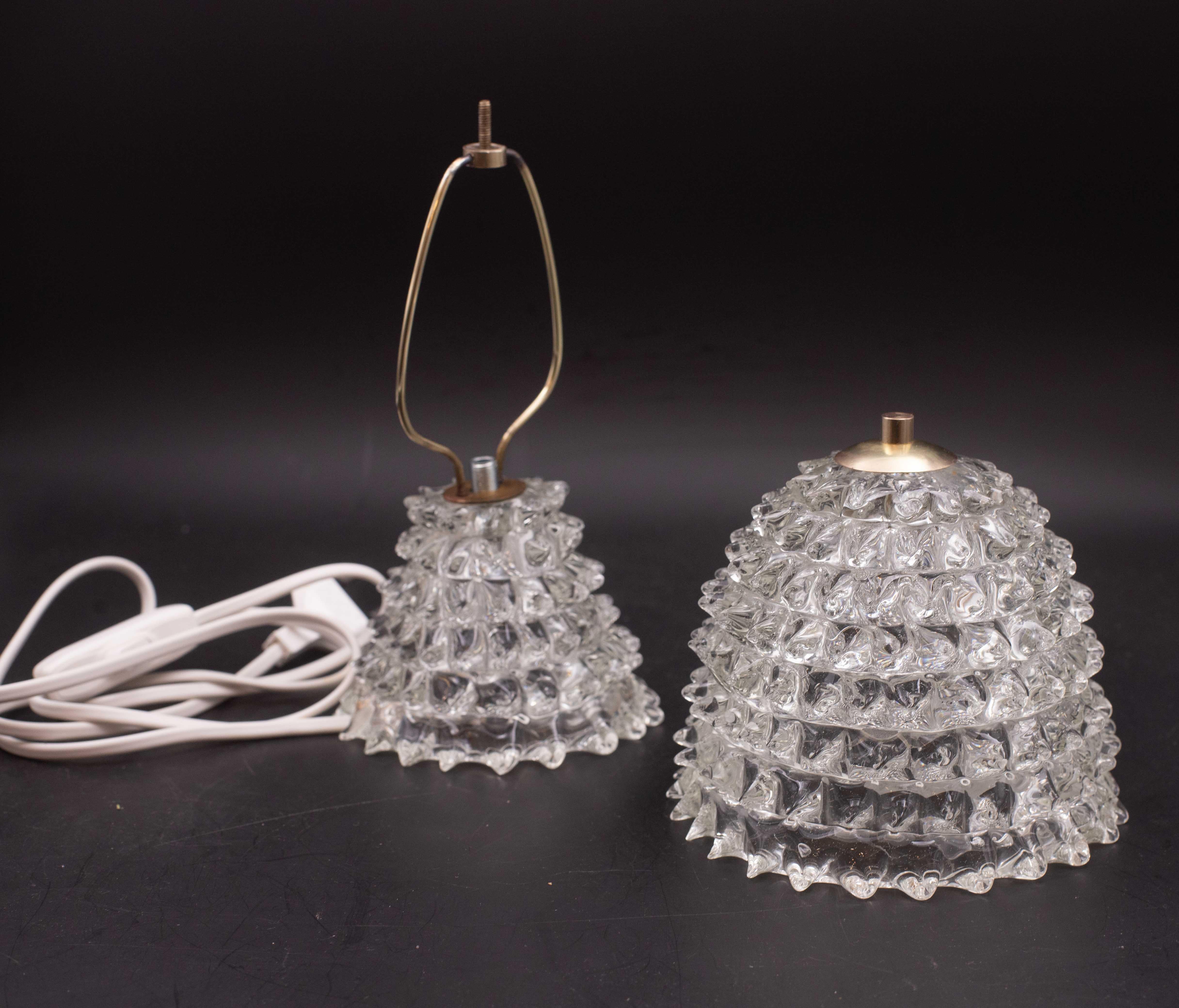 Lampada da tavolo di charme con vaso in vetro di Murano Rostrato per Barovier&Toso, anni '1950 in vendita 4