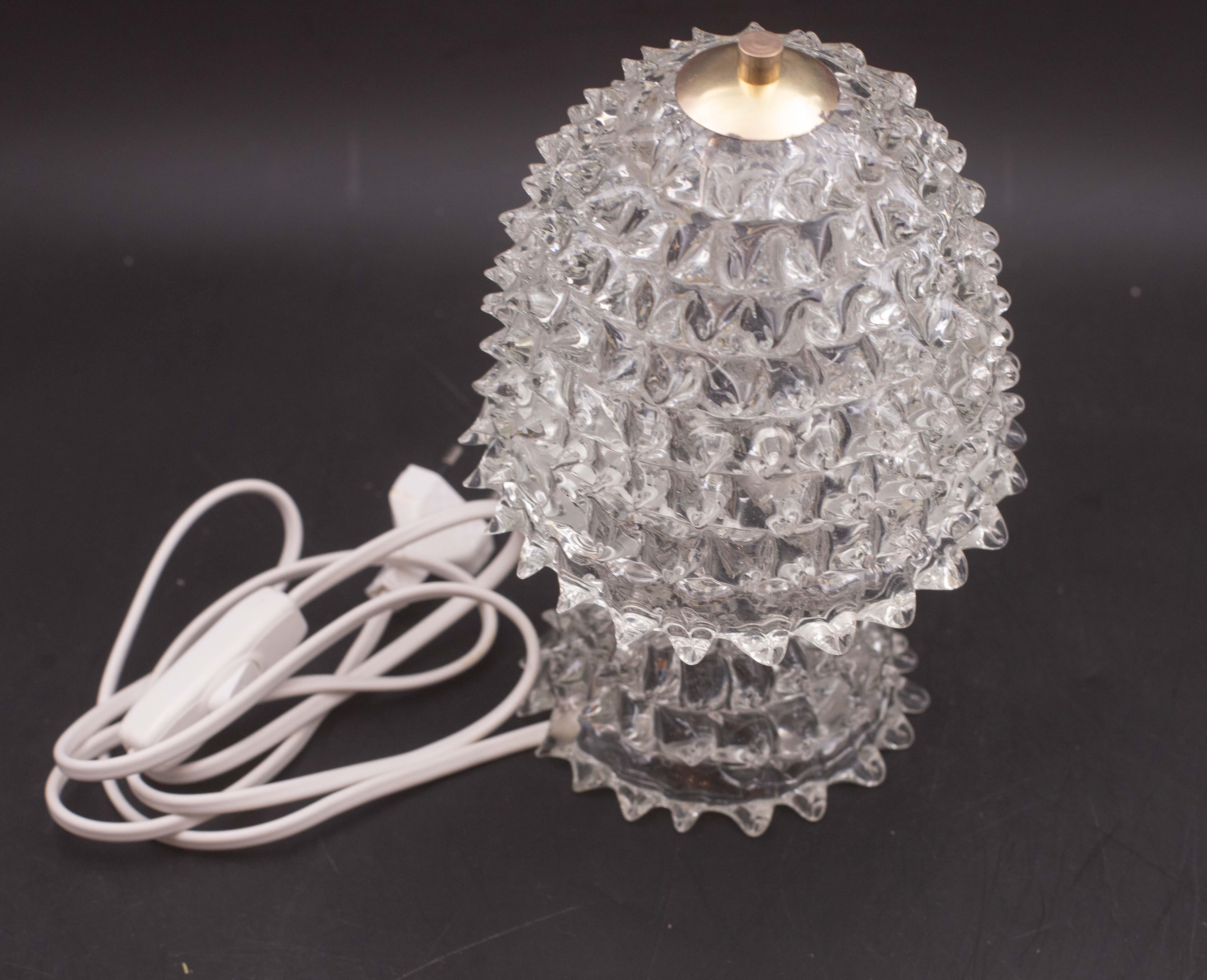 Europeo Lampada da tavolo di charme con vaso in vetro di Murano Rostrato per Barovier&Toso, anni '1950 in vendita