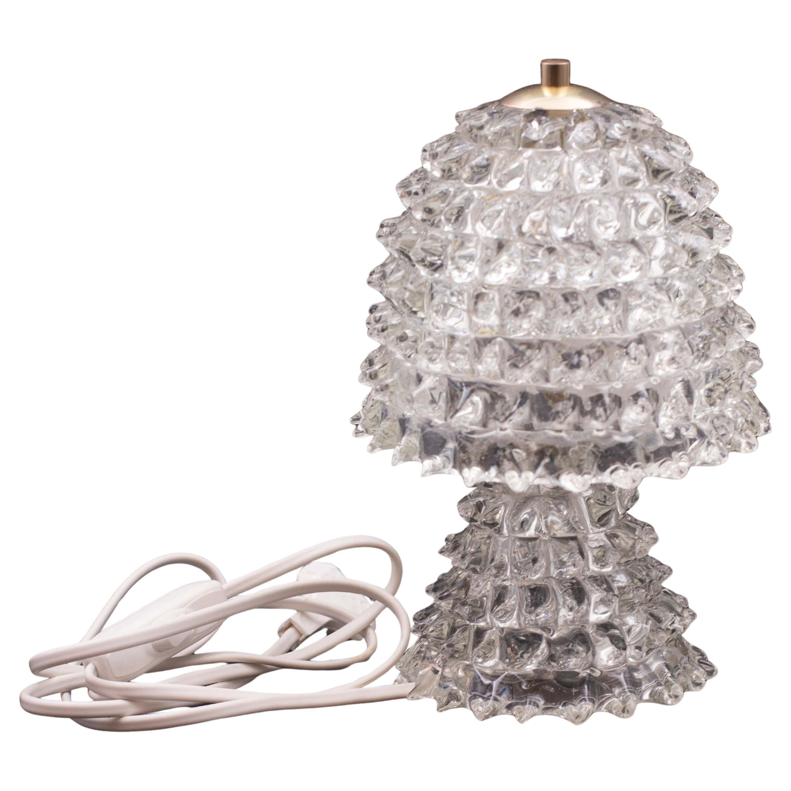 Lampada da tavolo di charme con vaso in vetro di Murano Rostrato per Barovier&Toso, anni '1950