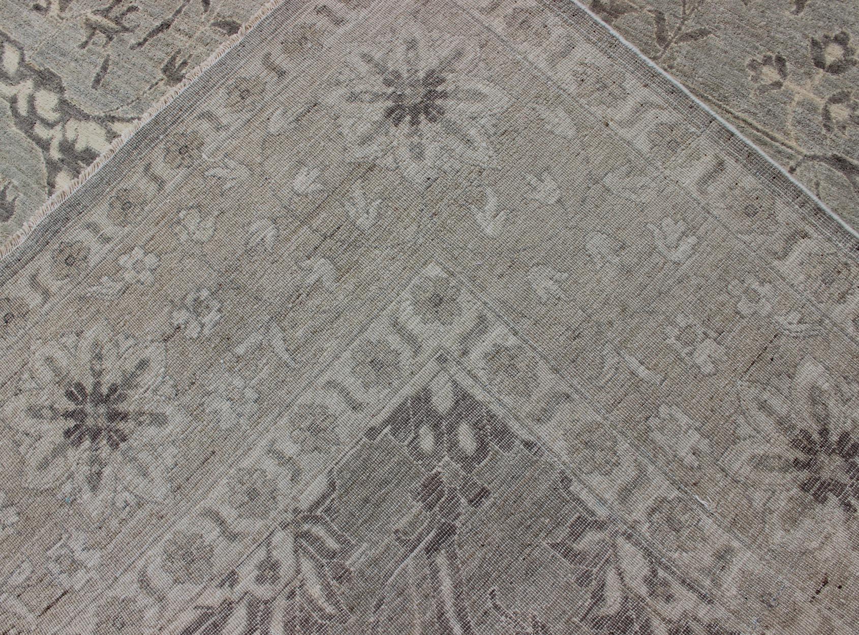 Charming Tabriz Design Rug with All-Over Design in Gray's, Tan, and Cream For Sale 4