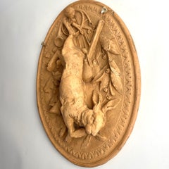 Charming Terracotta Wall Relief with Hunting Motif, 19th Century