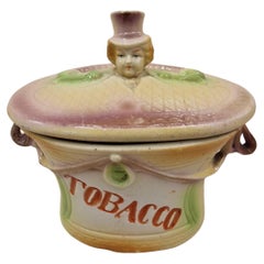 Charmante boîte à tabac, porcelaine bisque, fumant, 1900 Art Nouveau, Angleterre