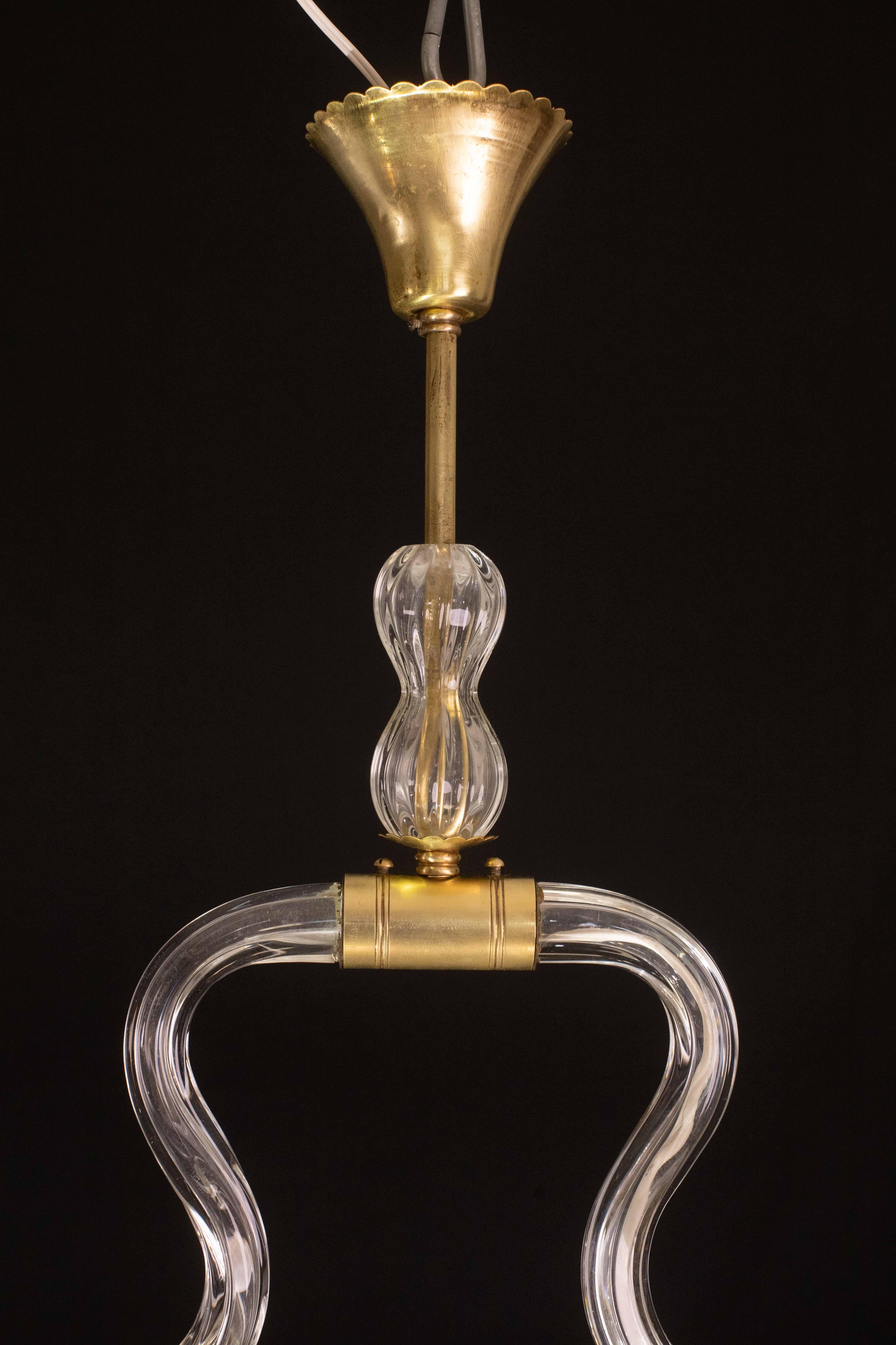Charmanter Kronleuchter aus dreifarbigem Murano-Glas von Barovier e Toso, 1950er Jahre im Angebot 4