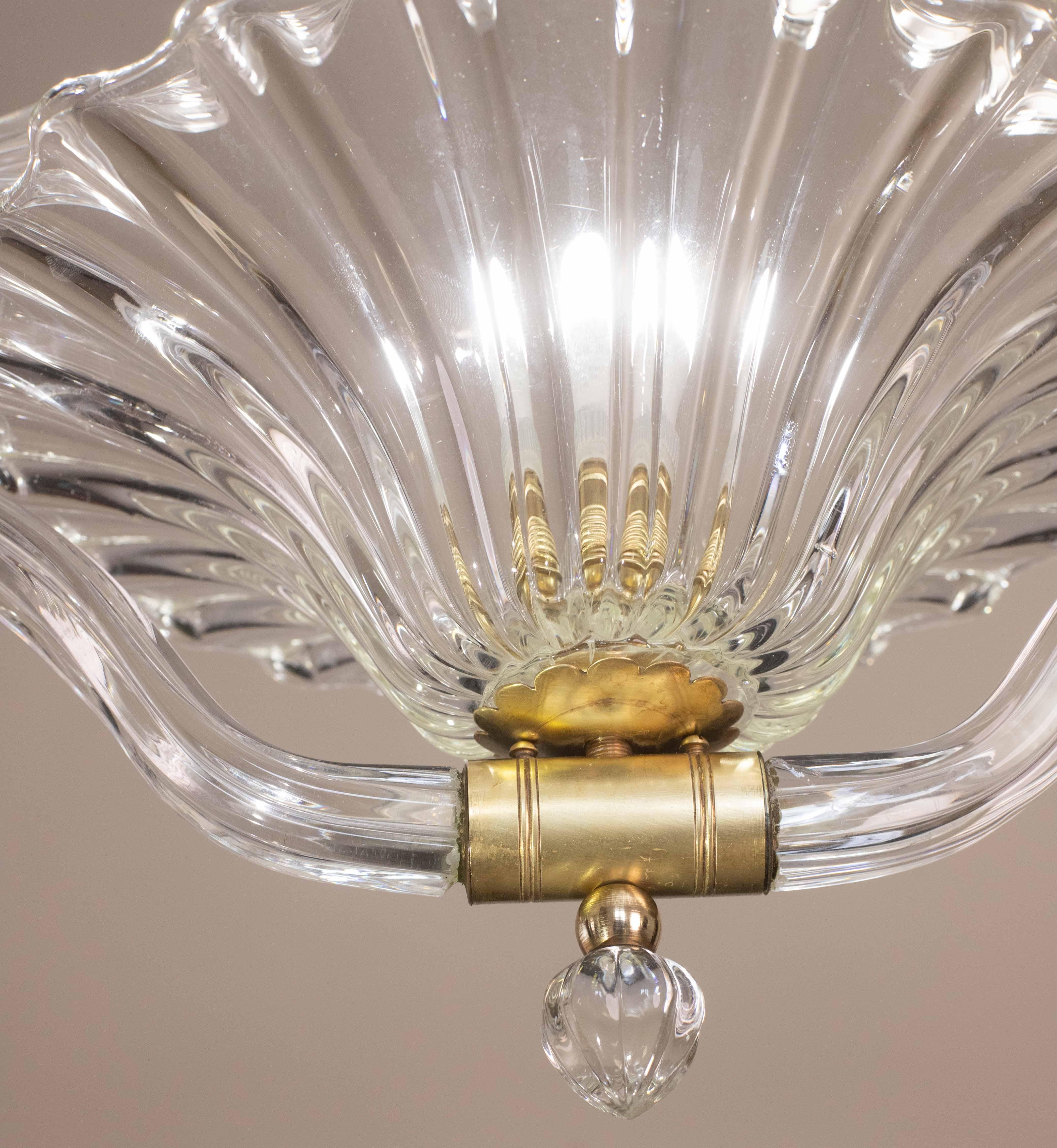 Charmanter Kronleuchter aus dreifarbigem Murano-Glas von Barovier e Toso, 1950er Jahre (Mitte des 20. Jahrhunderts) im Angebot