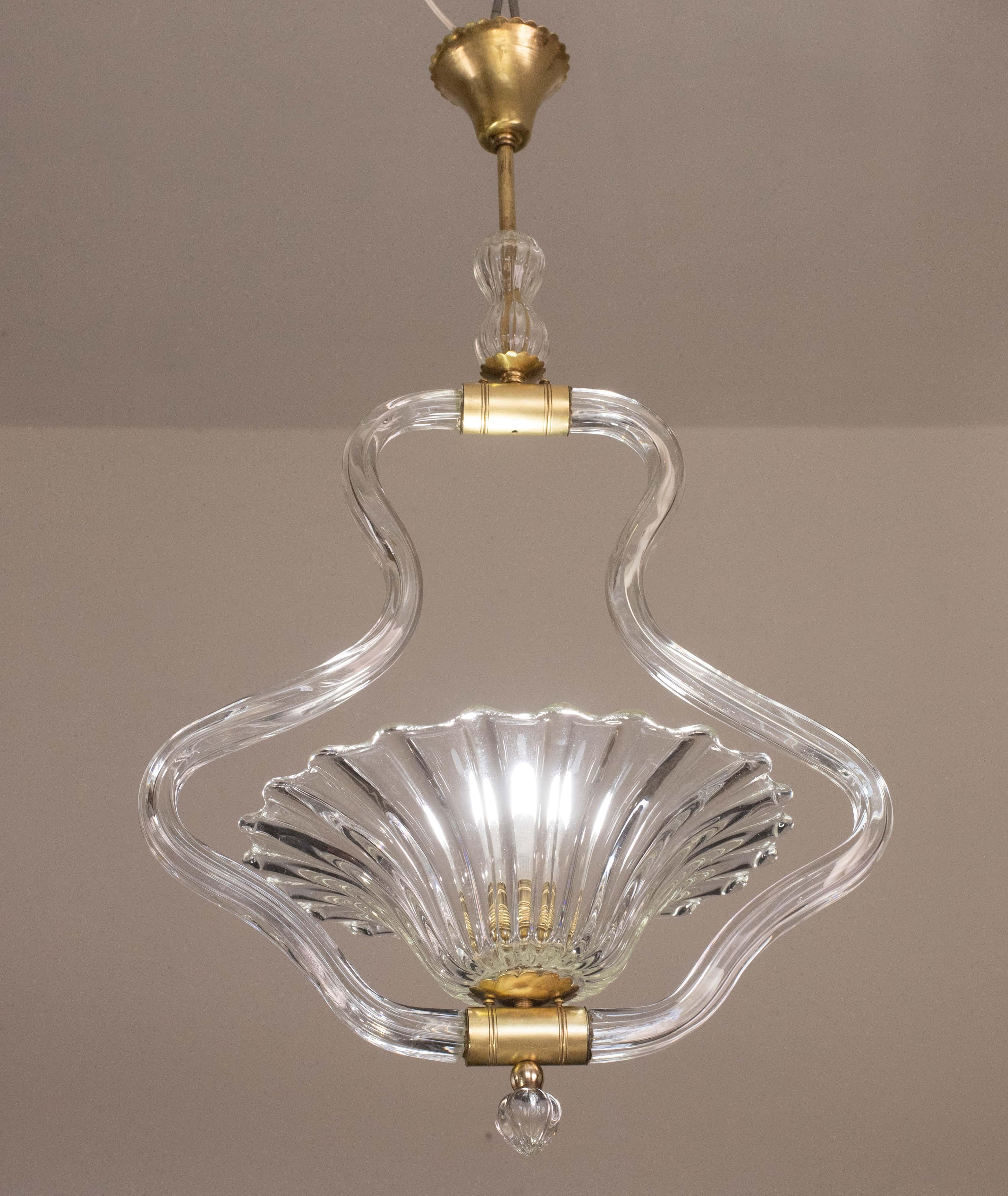 Charmanter Kronleuchter aus dreifarbigem Murano-Glas von Barovier e Toso, 1950er Jahre (Muranoglas) im Angebot