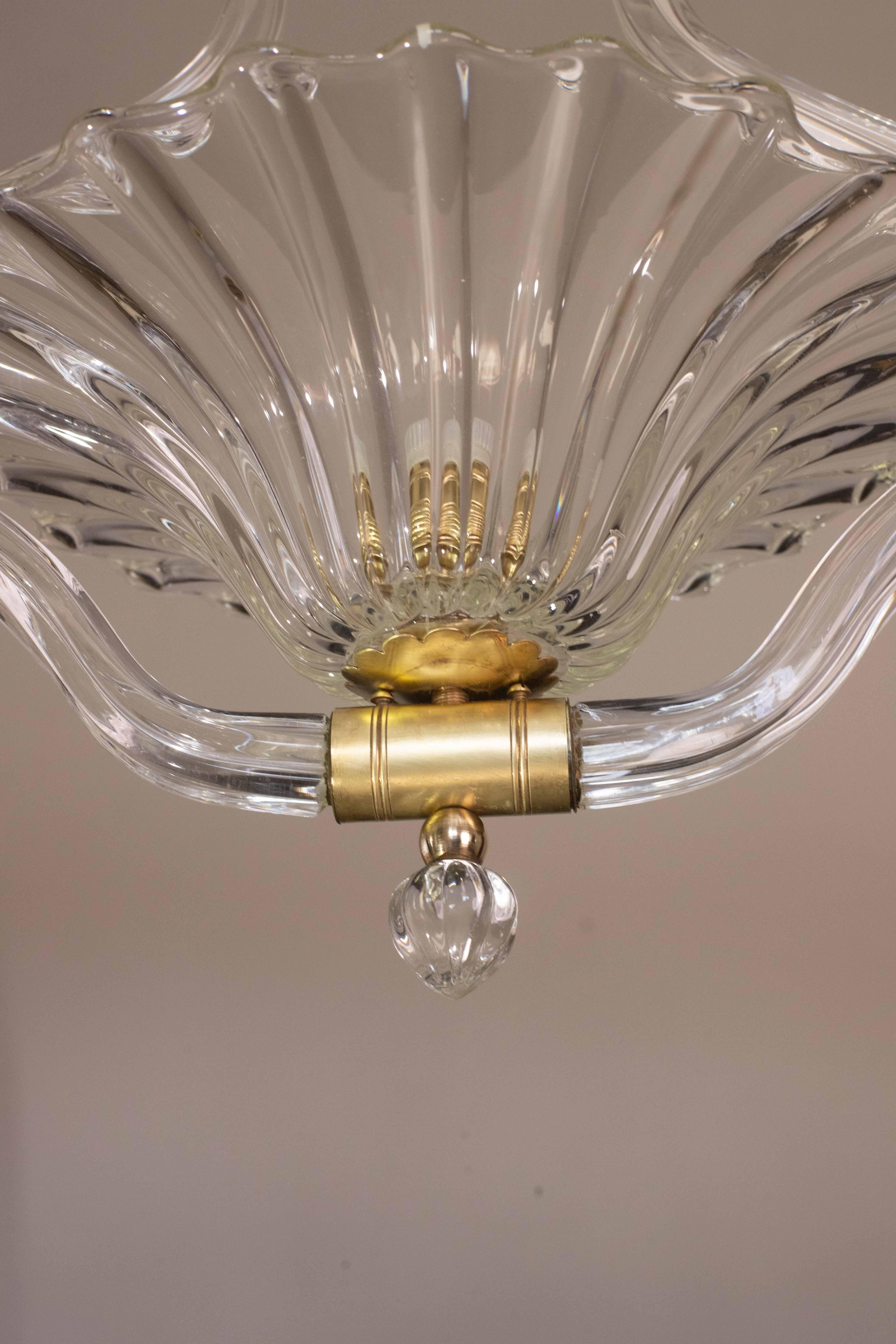Charmanter Kronleuchter aus dreifarbigem Murano-Glas von Barovier e Toso, 1950er Jahre im Angebot 2