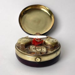 Charming Travel Desk Set, Leather and Brass, Latter Part of 19th C