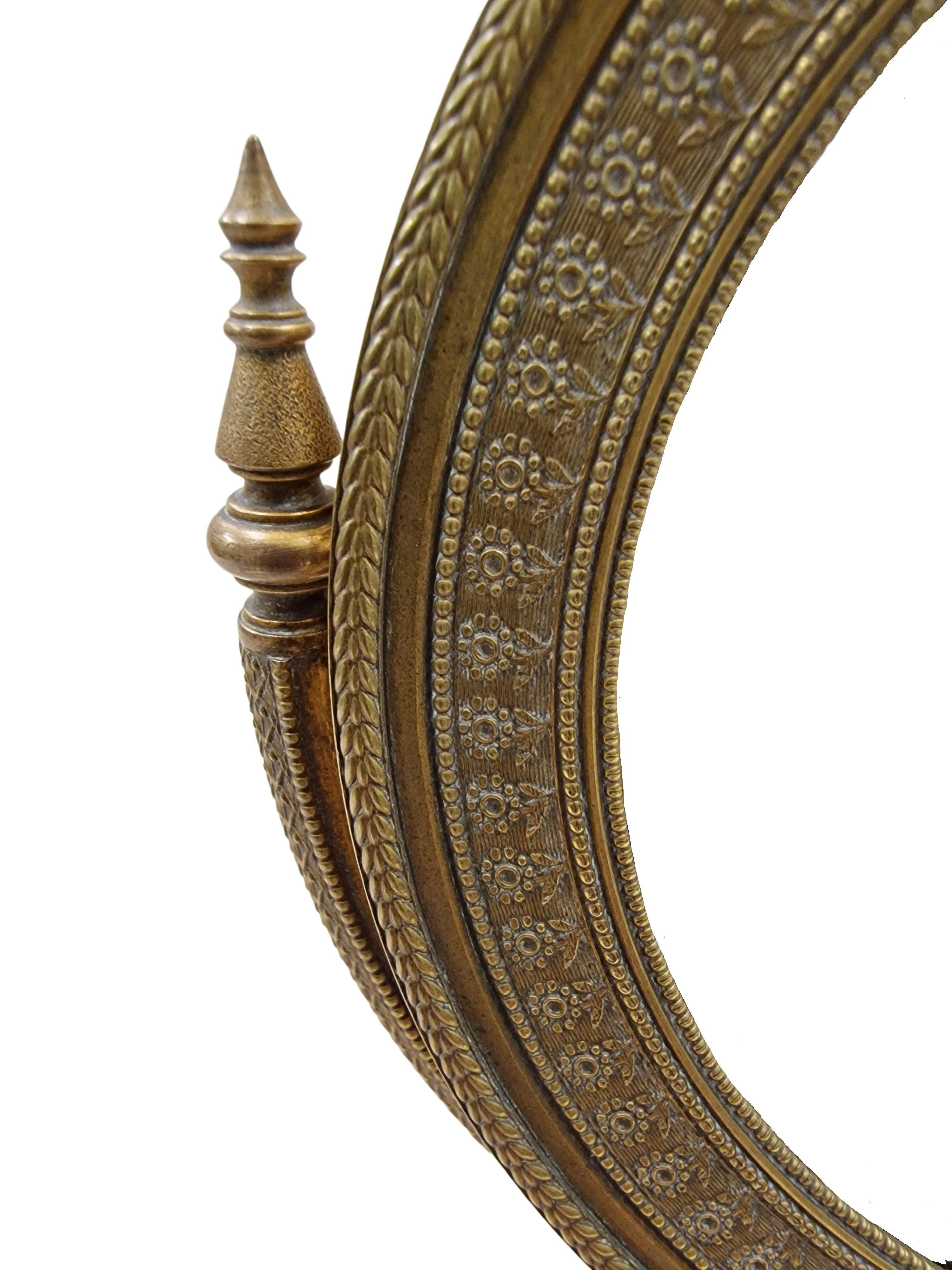 French Charming vanity mirror, table swivel mirror, bronze marble, Empire, 1820, France For Sale