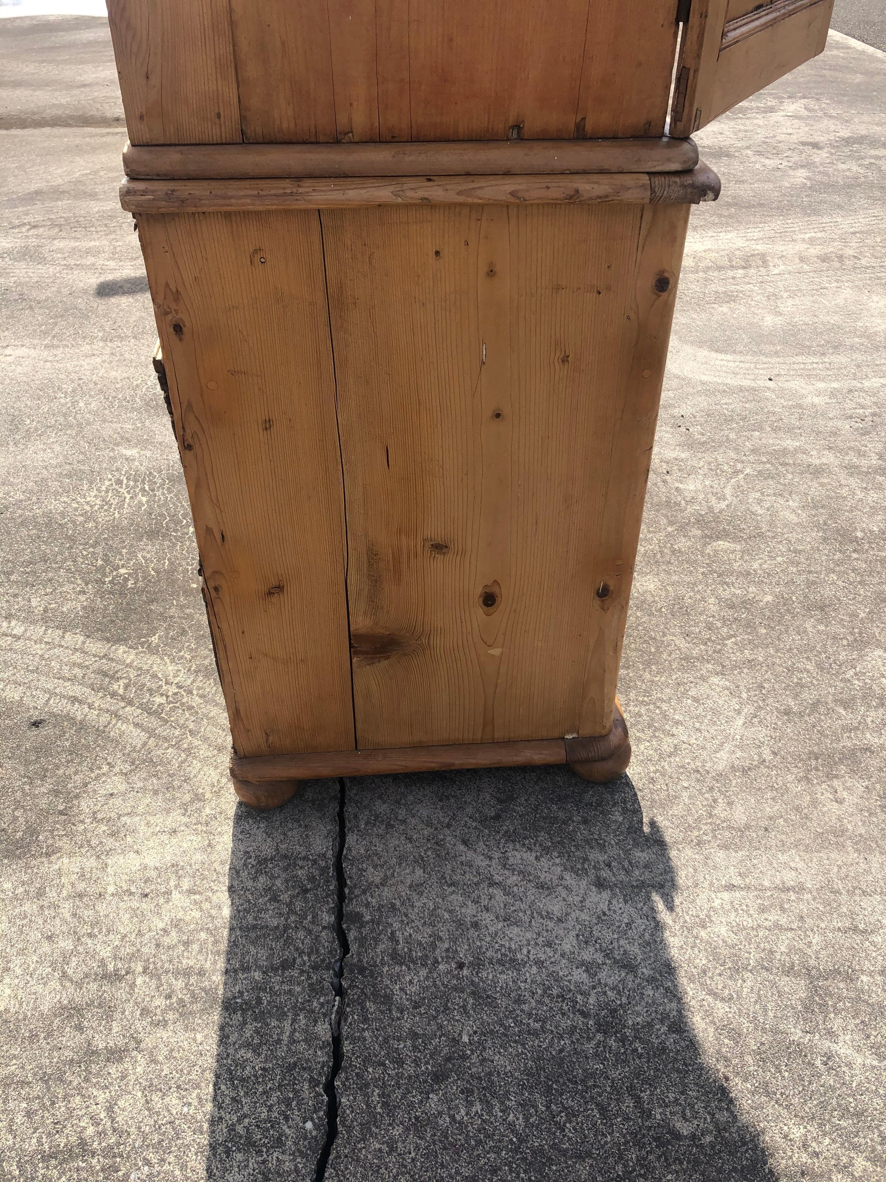 Charming Very Large Natural Pine Rustic Armoire Cabinet 4