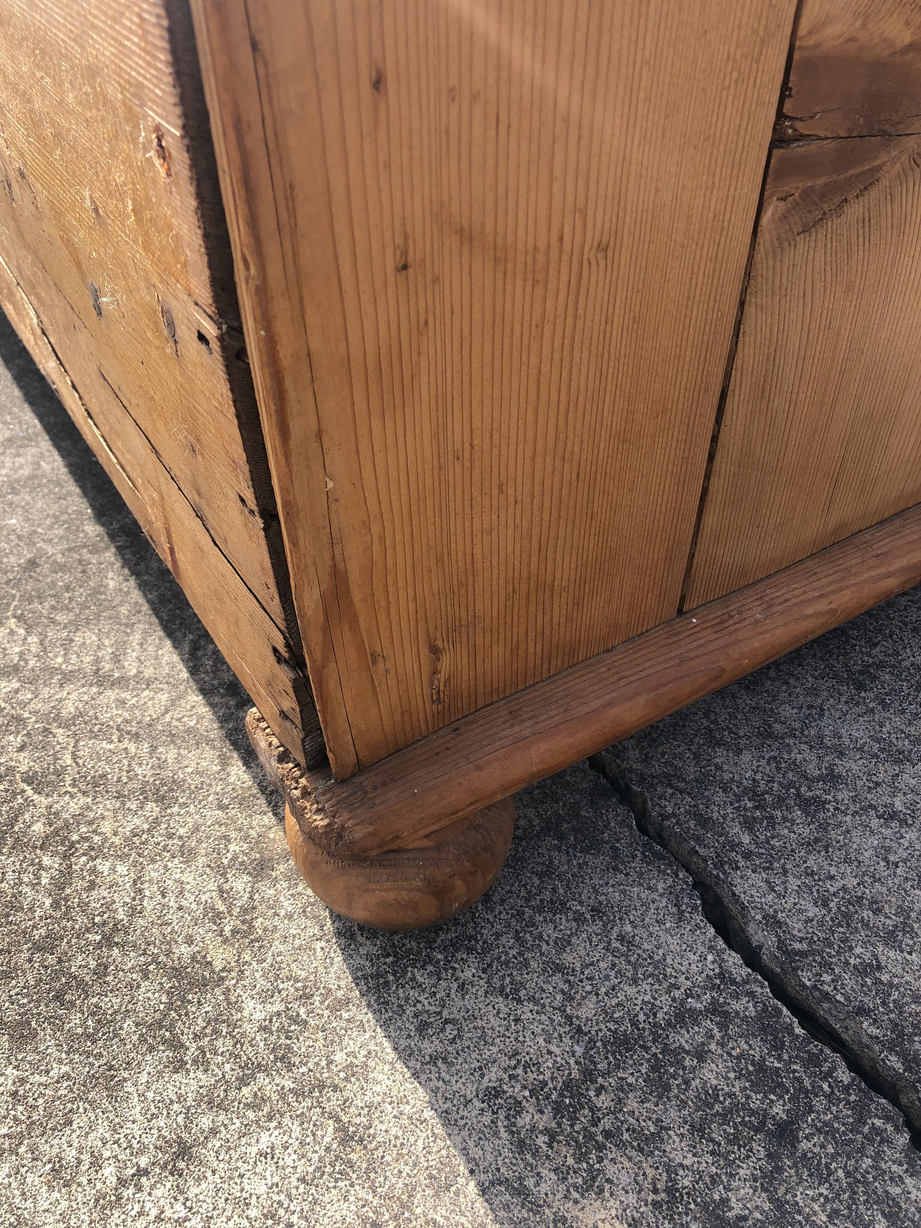 Charming Very Large Natural Pine Rustic Armoire Cabinet 5