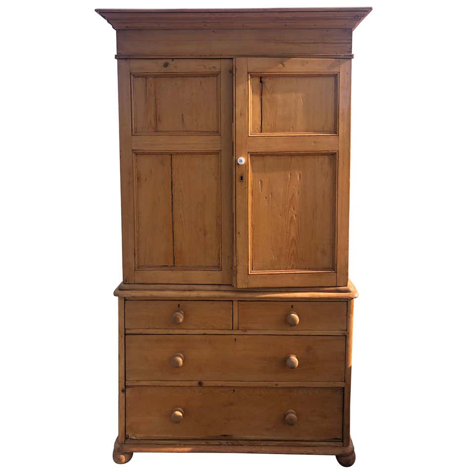 Charming Very Large Natural Pine Rustic Armoire Cabinet at 1stDibs