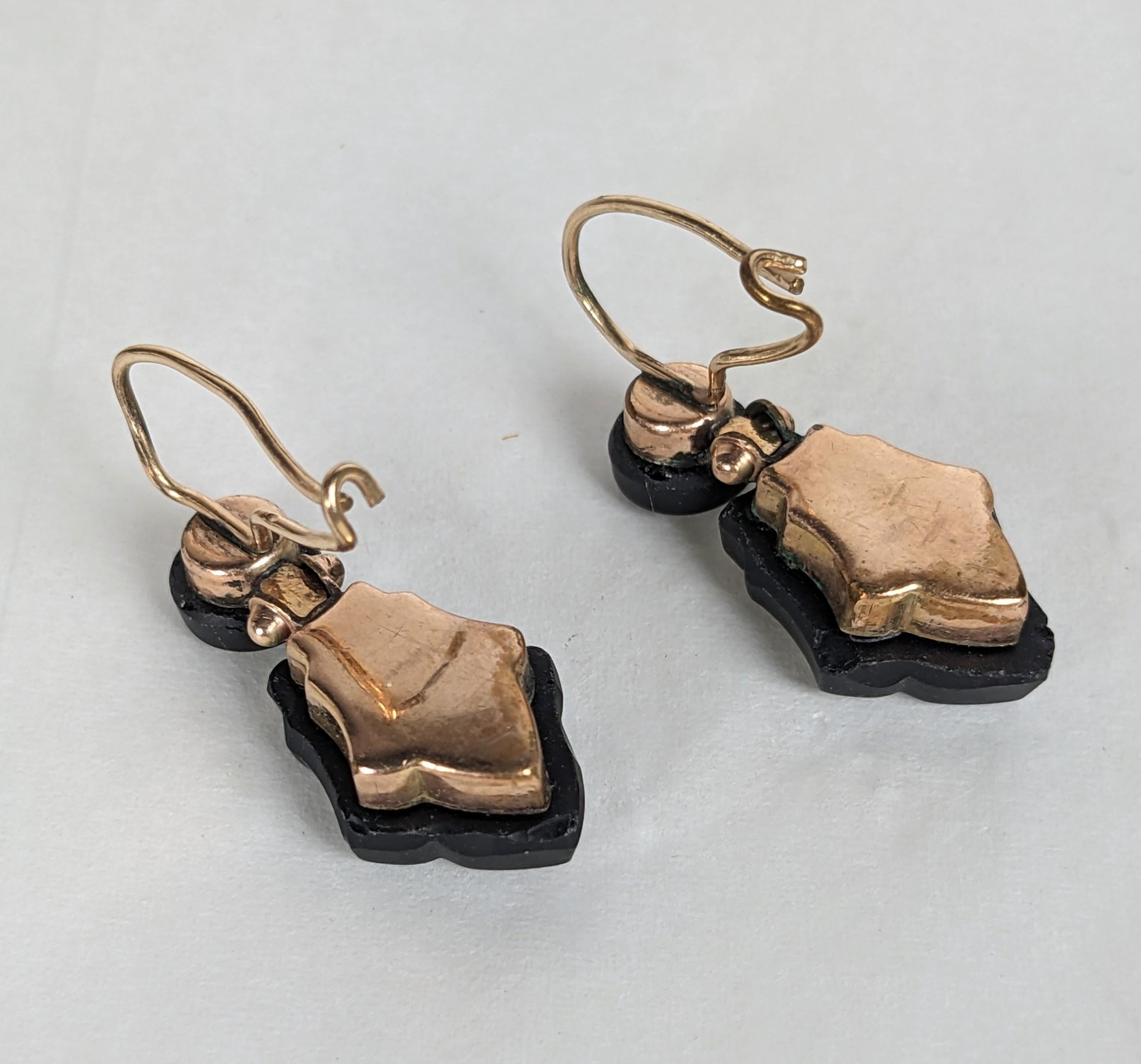 Charming Victorian Onyx Earrings In Good Condition For Sale In New York, NY