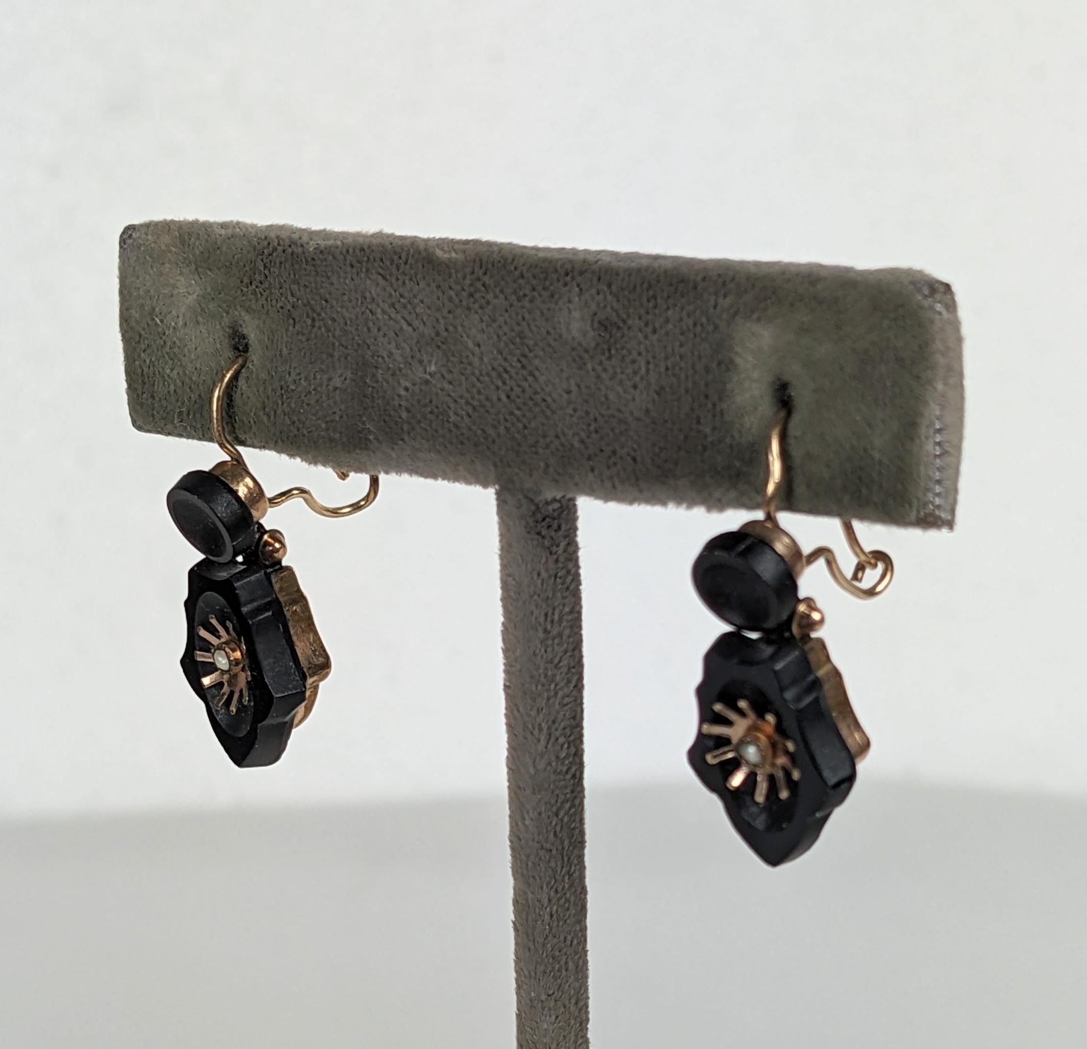 Charming Victorian Onyx Earrings For Sale 1