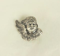Encantador broche victoriano de plata con forma de querubín, H. Moller