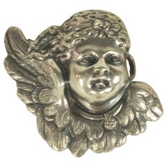 Encantador broche victoriano de plata con forma de querubín, H. Moller
